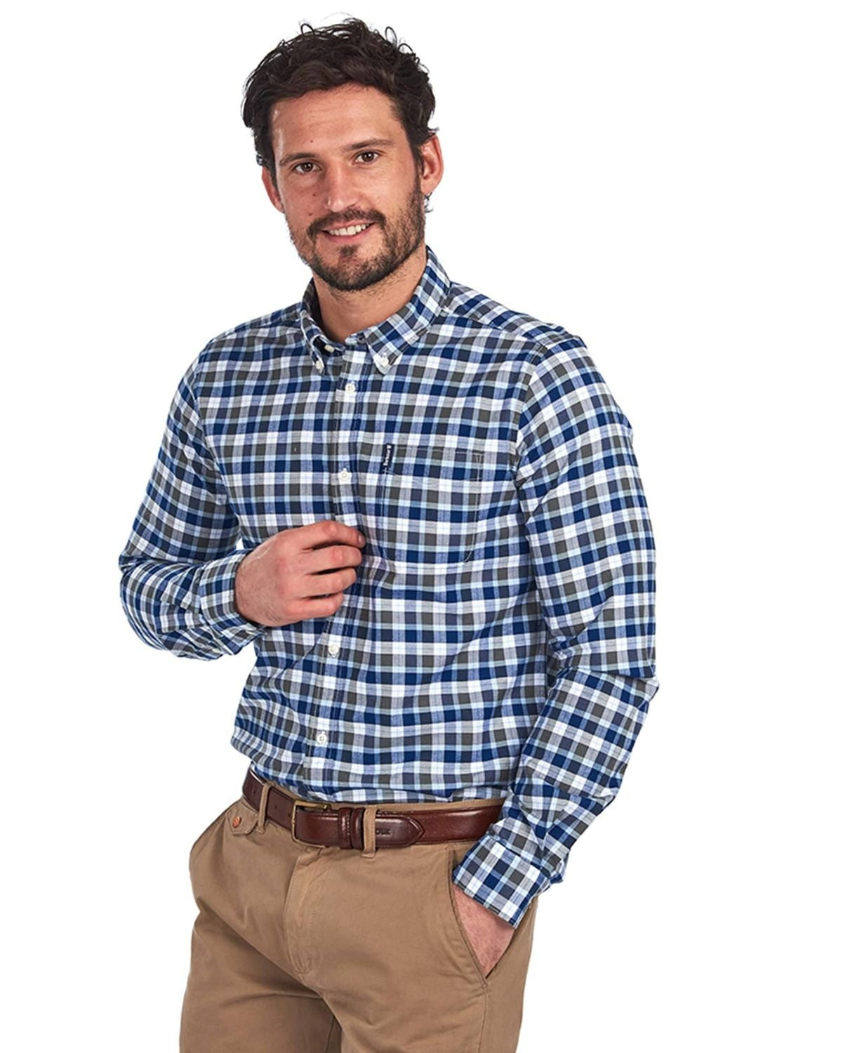 Barbour Country Check 15 Tailored Fit Oxford Cloth Button Down Shirt In Olive - Rainwater's Men's Clothing and Tuxedo Rental