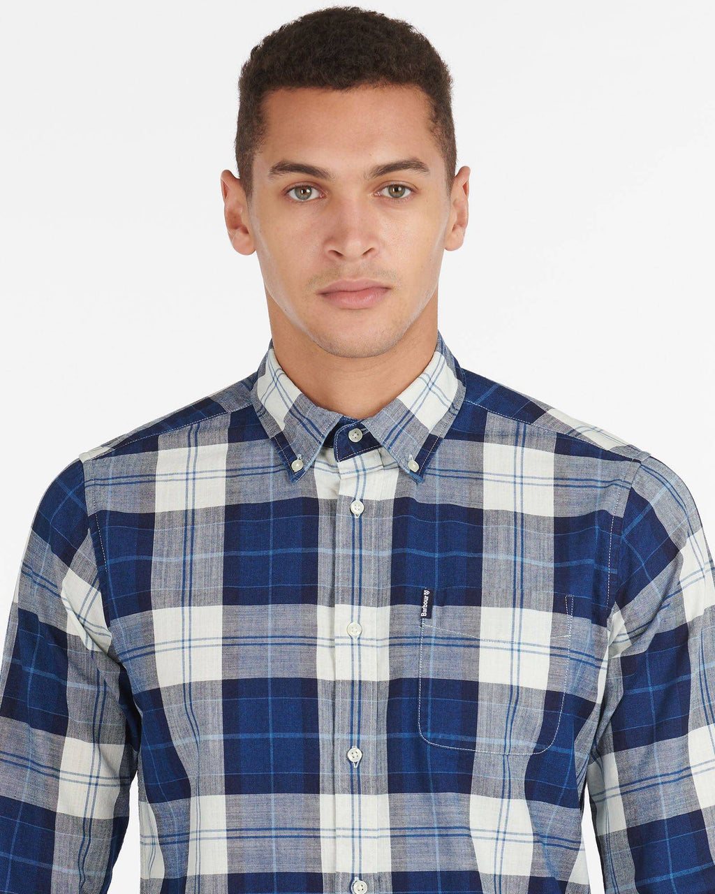 Barbour Indigo 9 Tailored Fit Buttondown Collar Plaid Shirt in Indigo - Rainwater's Men's Clothing and Tuxedo Rental