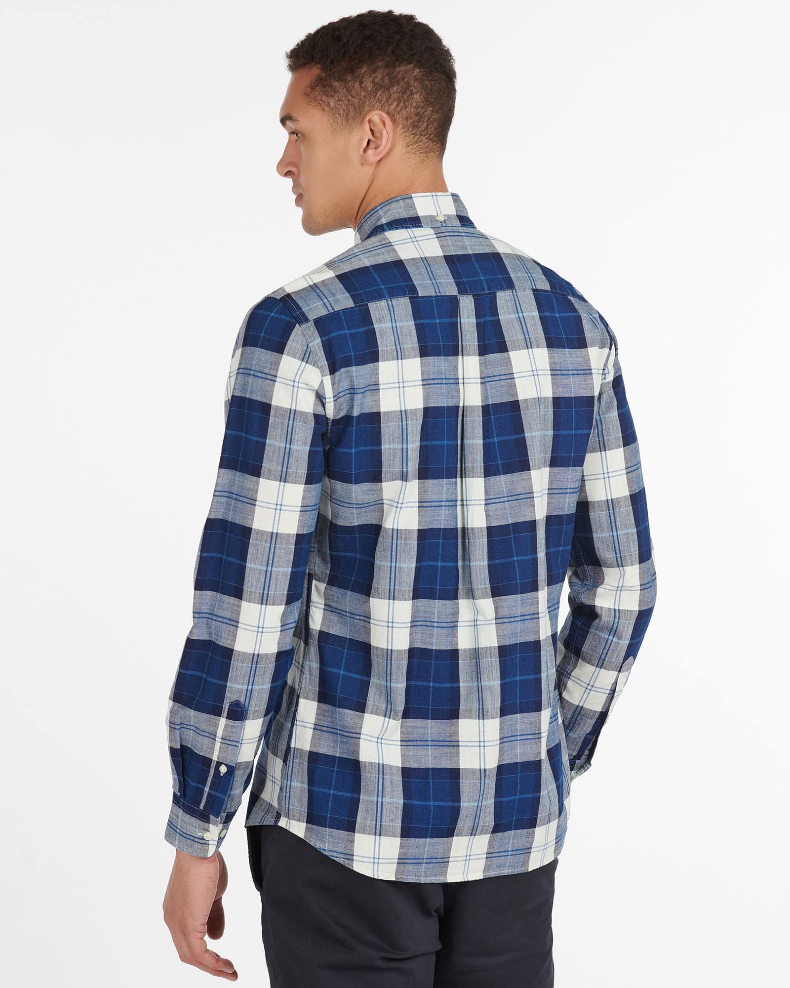 Barbour Indigo 9 Tailored Fit Buttondown Collar Plaid Shirt in Indigo - Rainwater's Men's Clothing and Tuxedo Rental