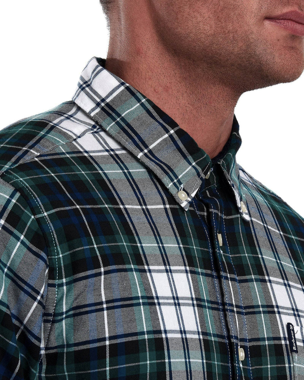 Barbour Highland Check 20 Classic Tartan Button down Collar Tailored Fit In Navy & Green