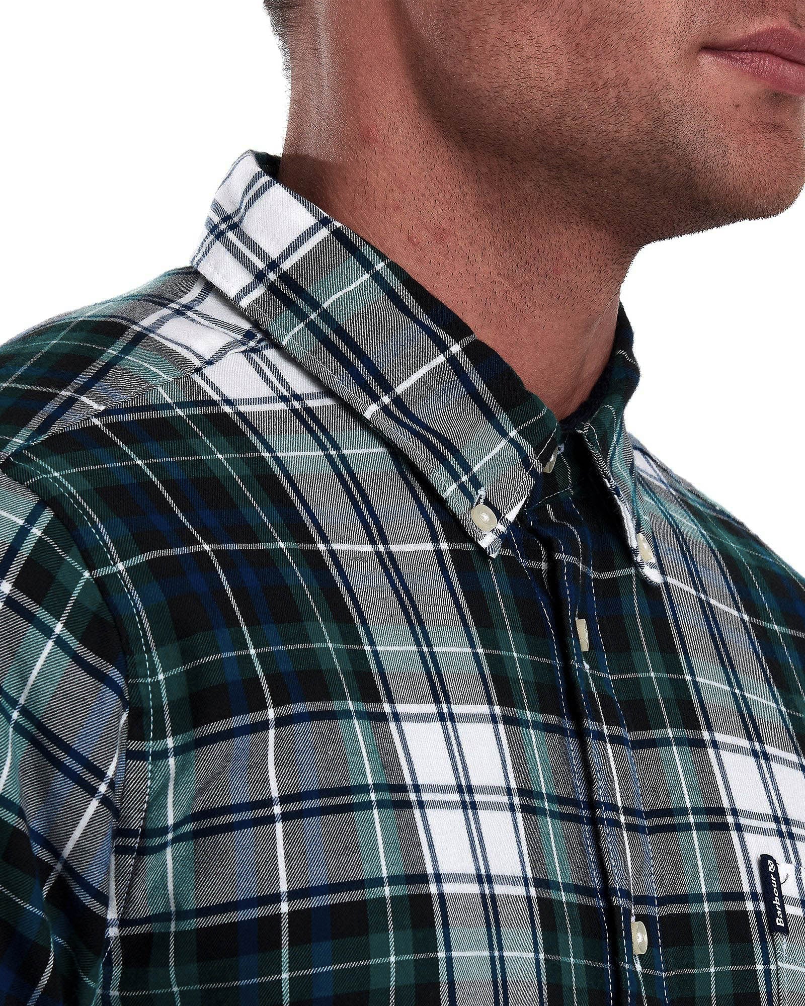 Barbour Highland Check 20 Classic Tartan Button down Collar Tailored Fit In Navy & Green