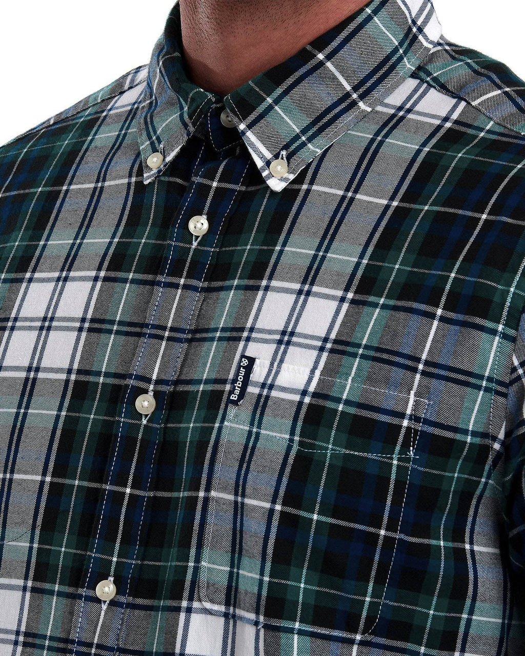 Barbour Highland Check 20 Classic Tartan Button down Collar Tailored Fit In Navy & Green