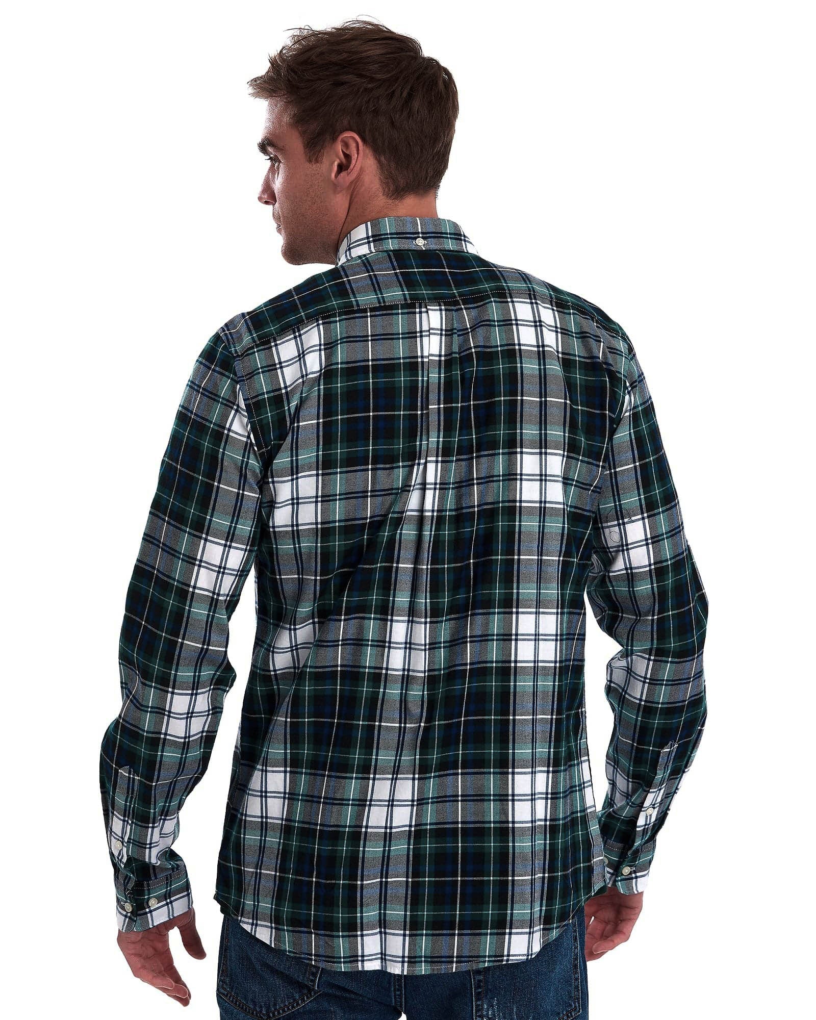 Barbour Highland Check 20 Classic Tartan Button down Collar Tailored Fit In Navy & Green
