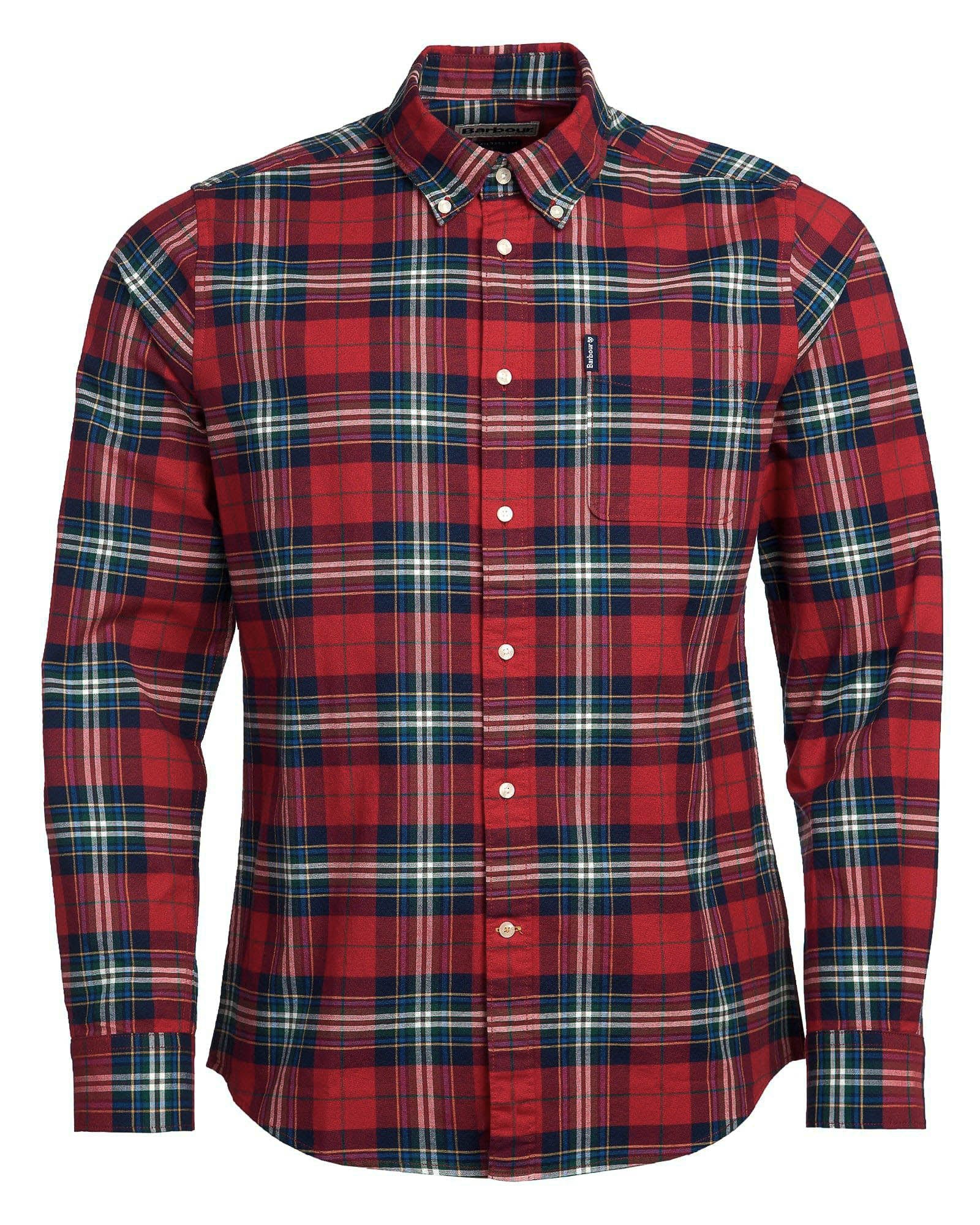 Barbour Highland Check 11 Plaid Button Down Shirt Tailored Fit in Crimson Tartan