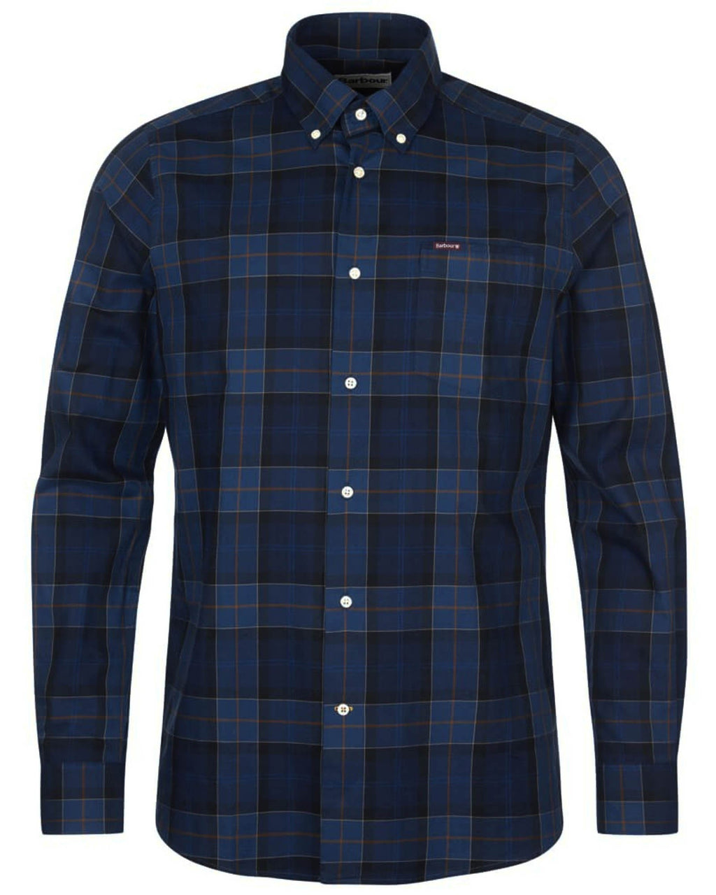 Barbour Wetheram Tartan Midnight Blue Plaid Button Down Collar Shirt in Tailored Fit