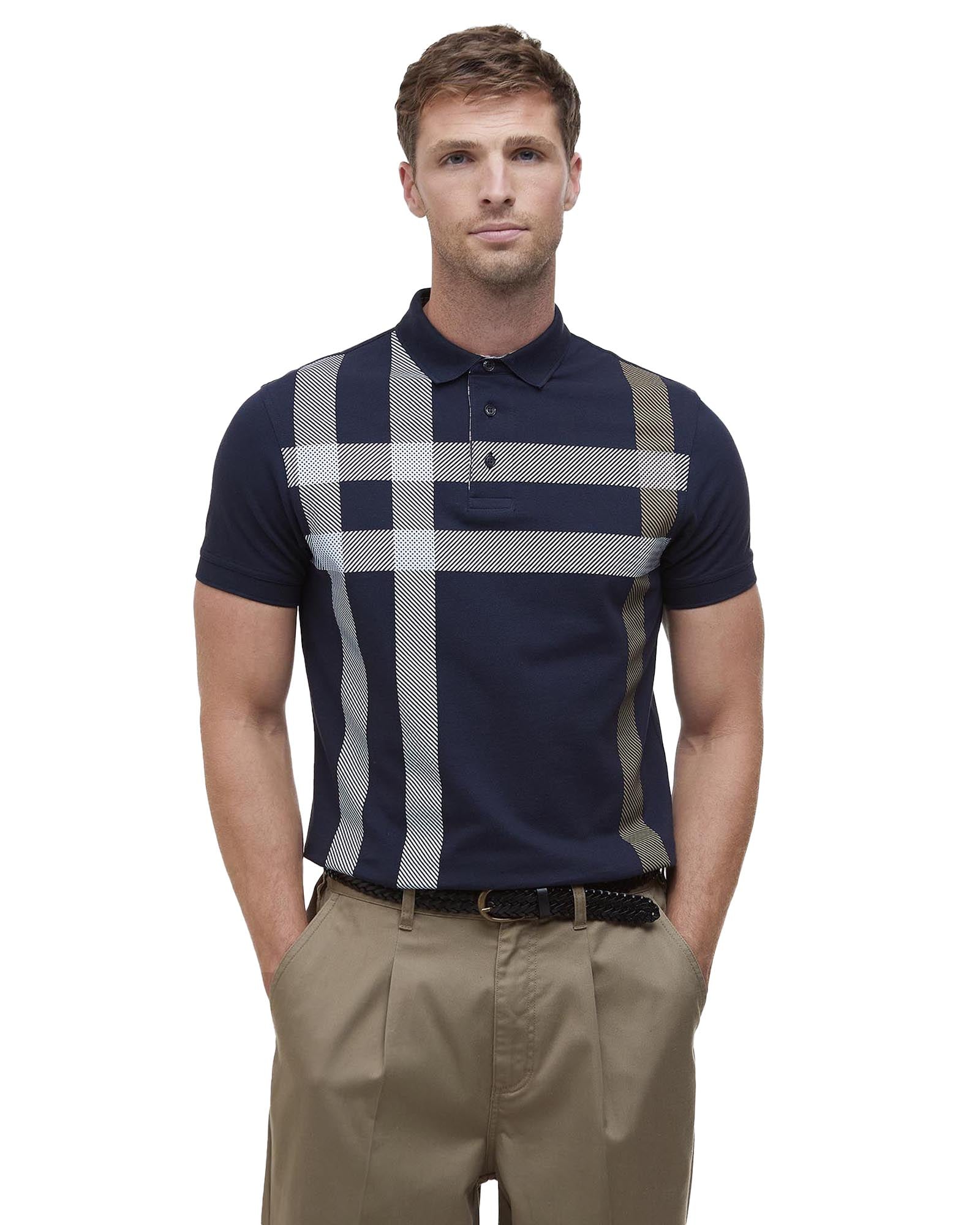 Barbour Blaine Plaid Polo In Navy & Pine