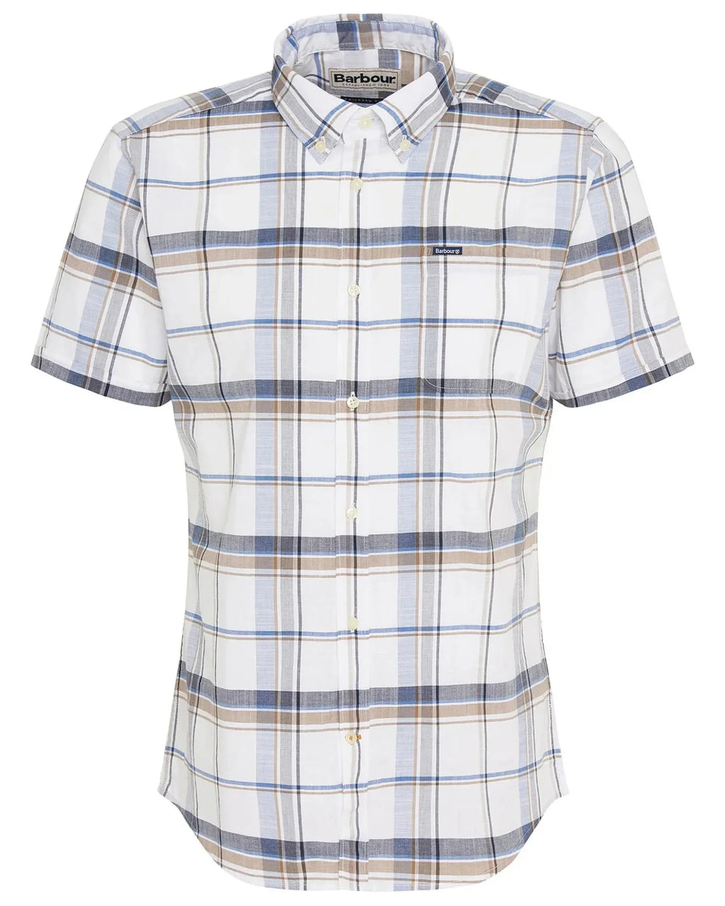 Barbour Dudley Short-Sleeve Button Down Collar Tailored Shirt In Navy