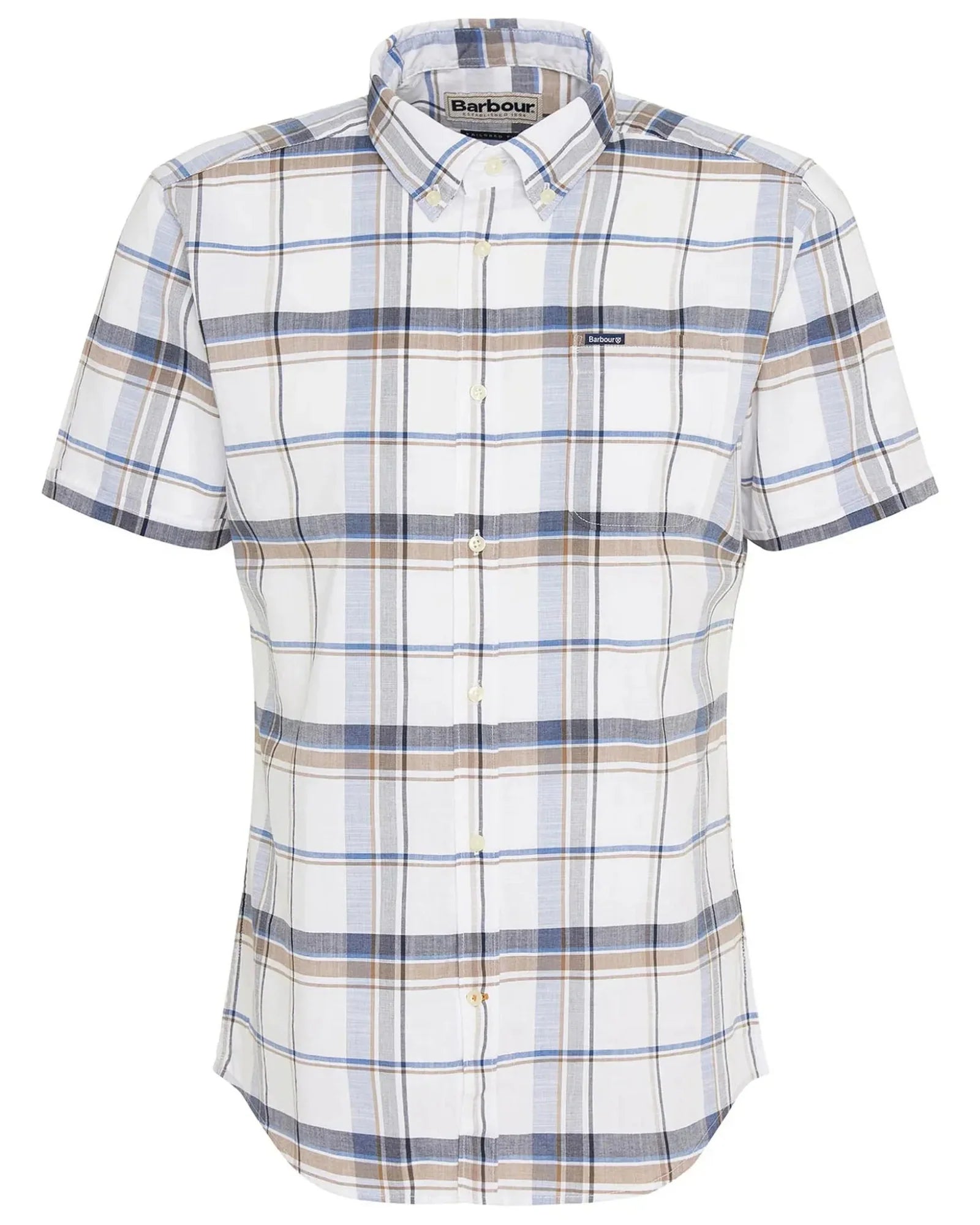 Barbour Dudley Short-Sleeve Button Down Collar Tailored Shirt In Navy