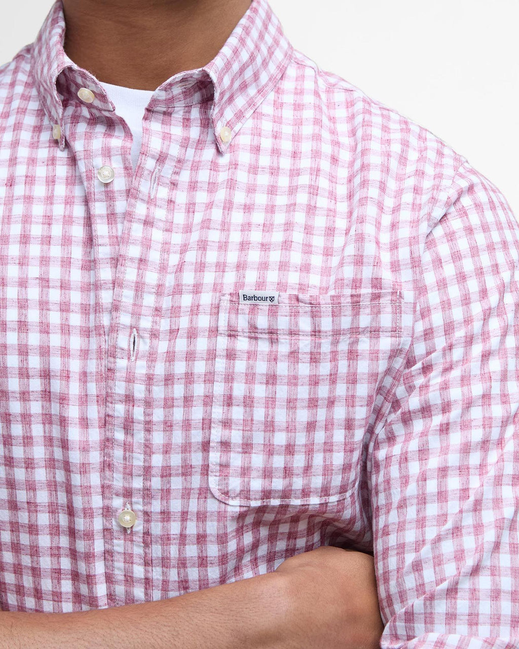 Barbour Kanehill Tailored Fit Button-down Collar Shirt Heathered Gingham Check in Raspberry