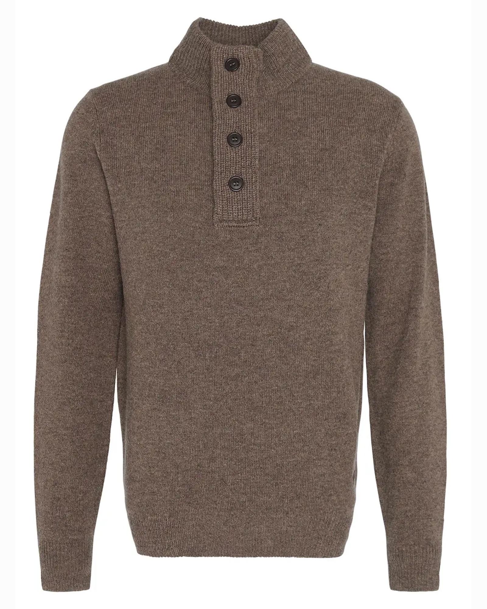 Barbour Essential 1/4 Zip Elbow Patch Sweater in Dark Stone