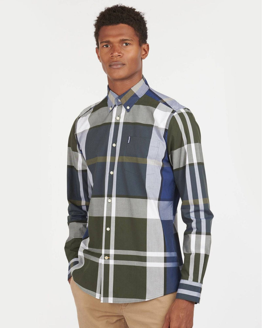 Barbour Tartan 12 Tailored Buttondown Collar Shirt in Sage - Rainwater's Men's Clothing and Tuxedo Rental