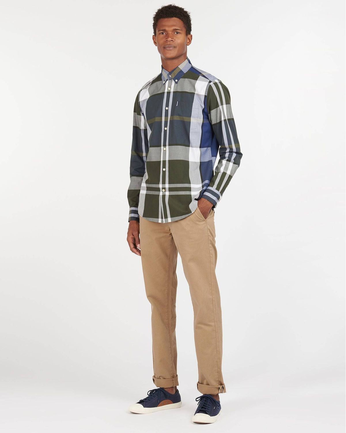 Barbour Tartan 12 Tailored Buttondown Collar Shirt in Sage - Rainwater's Men's Clothing and Tuxedo Rental
