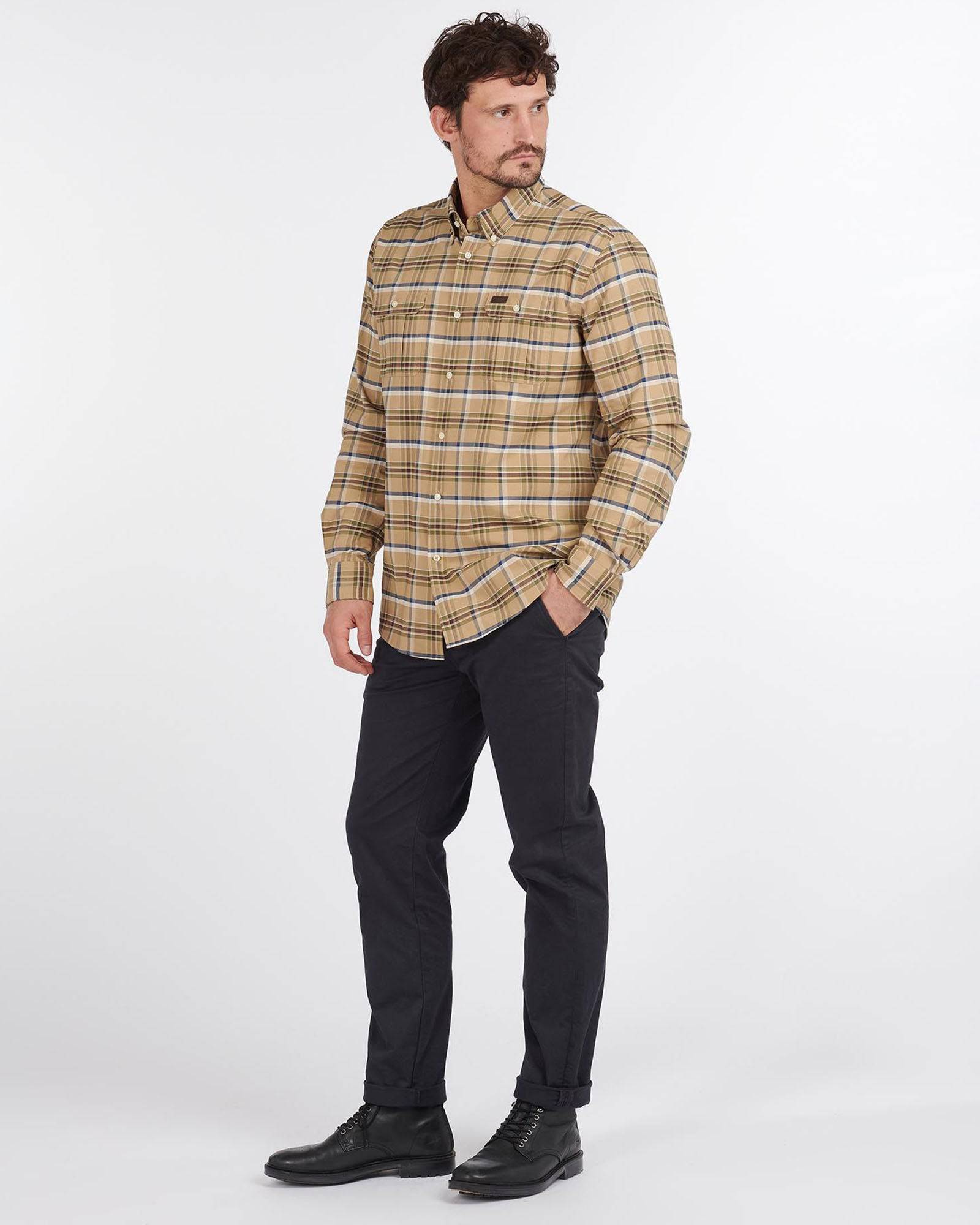 Barbour Barton Coolmax Performance Buttondown Collar Shirt in Stone - Rainwater's Men's Clothing and Tuxedo Rental