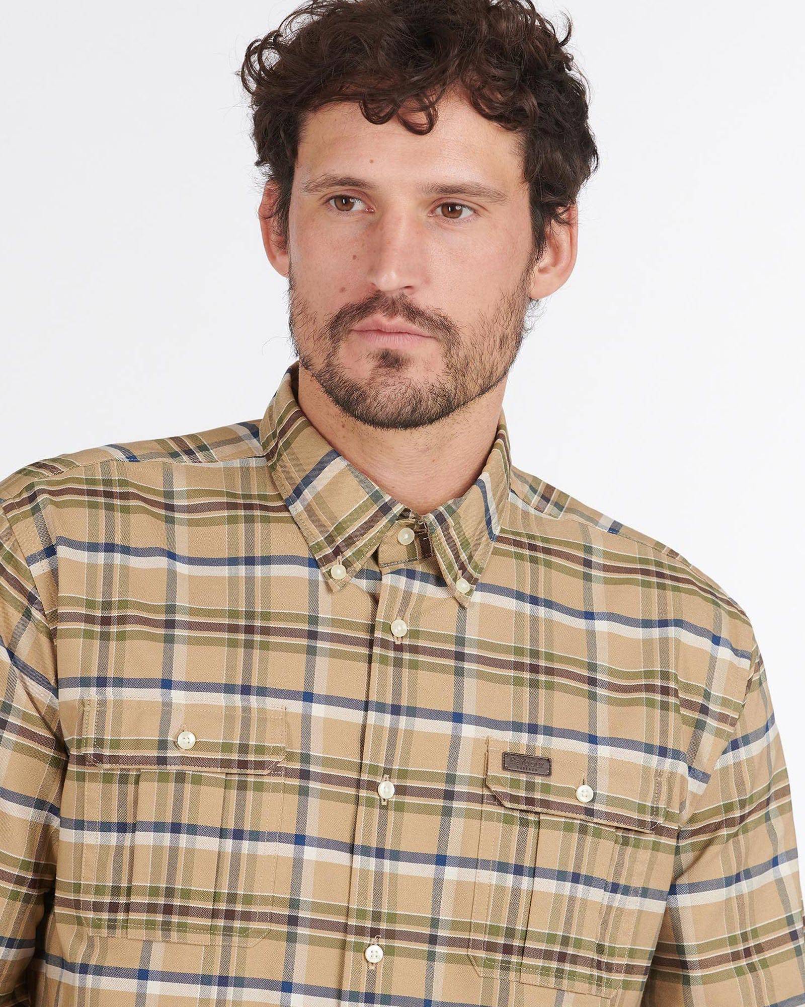 Barbour Barton Coolmax Performance Buttondown Collar Shirt in Stone - Rainwater's Men's Clothing and Tuxedo Rental