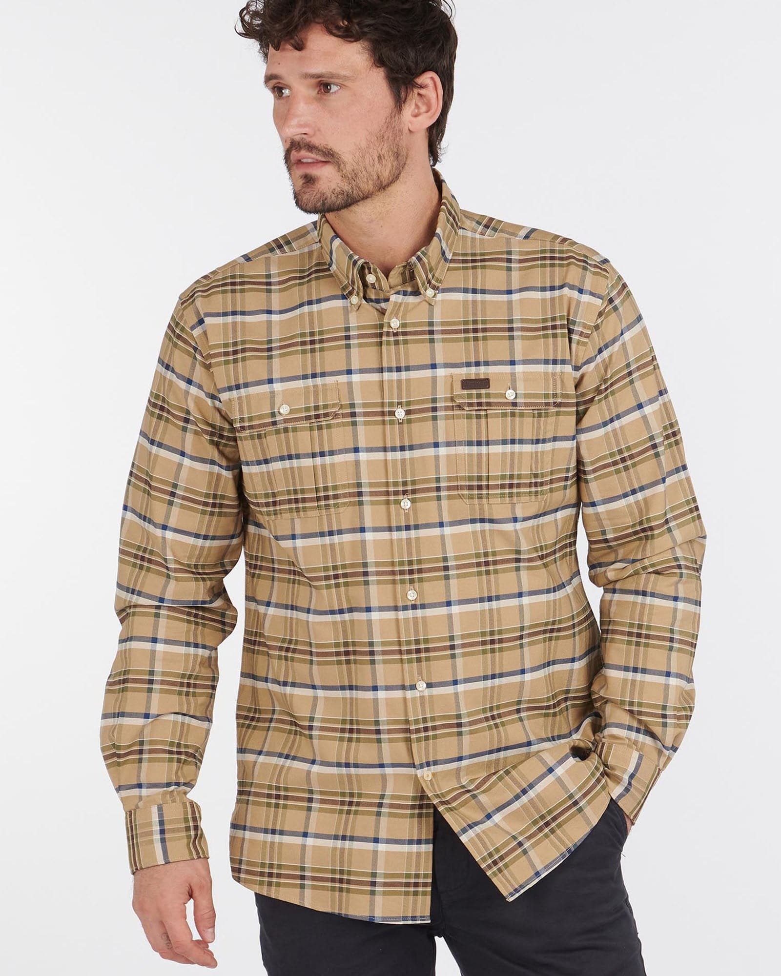 Barbour Barton Coolmax Performance Buttondown Collar Shirt in Stone - Rainwater's Men's Clothing and Tuxedo Rental