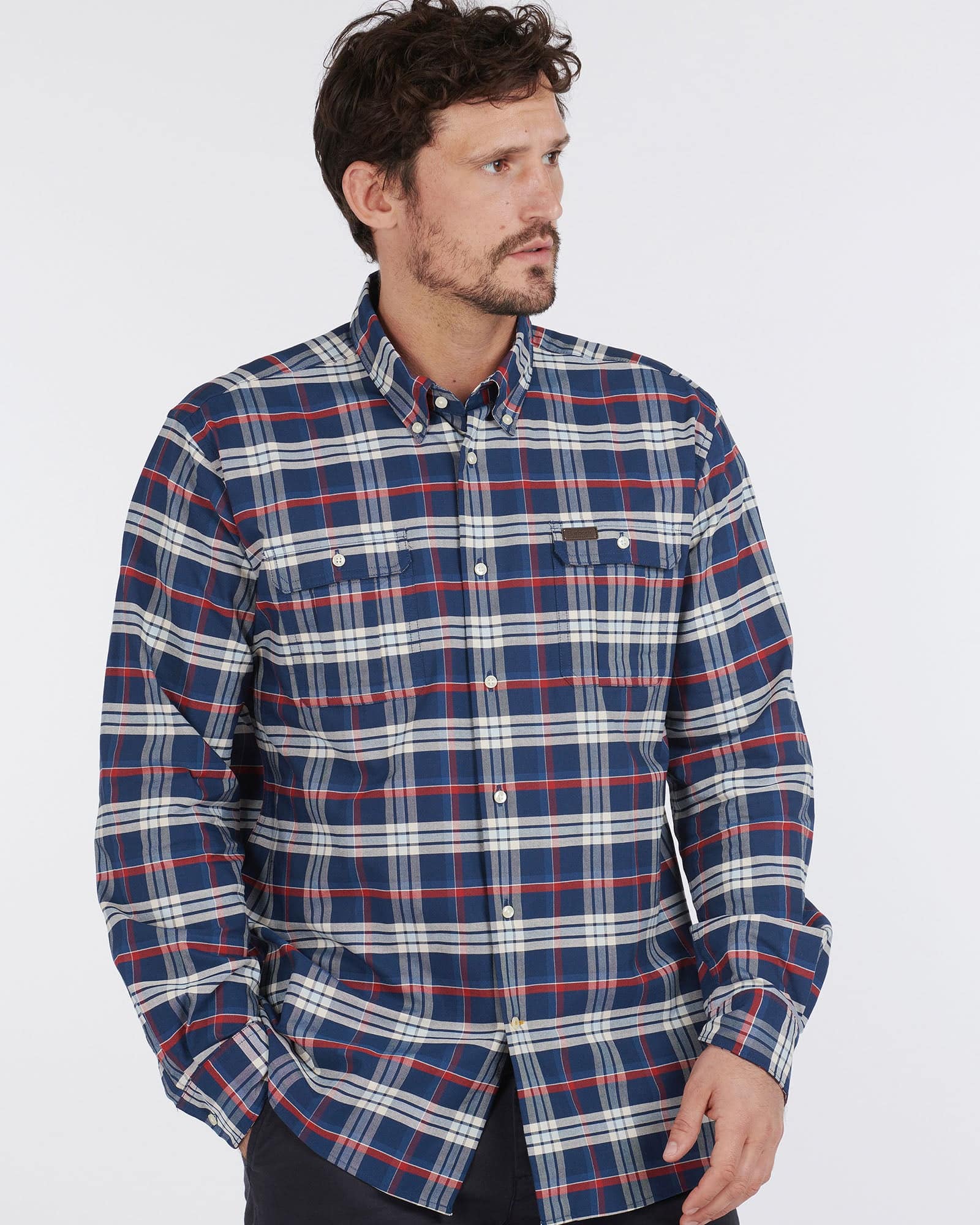Barbour Barton Coolmax Performance Buttondown Collar Shirt in Navy - Rainwater's Men's Clothing and Tuxedo Rental