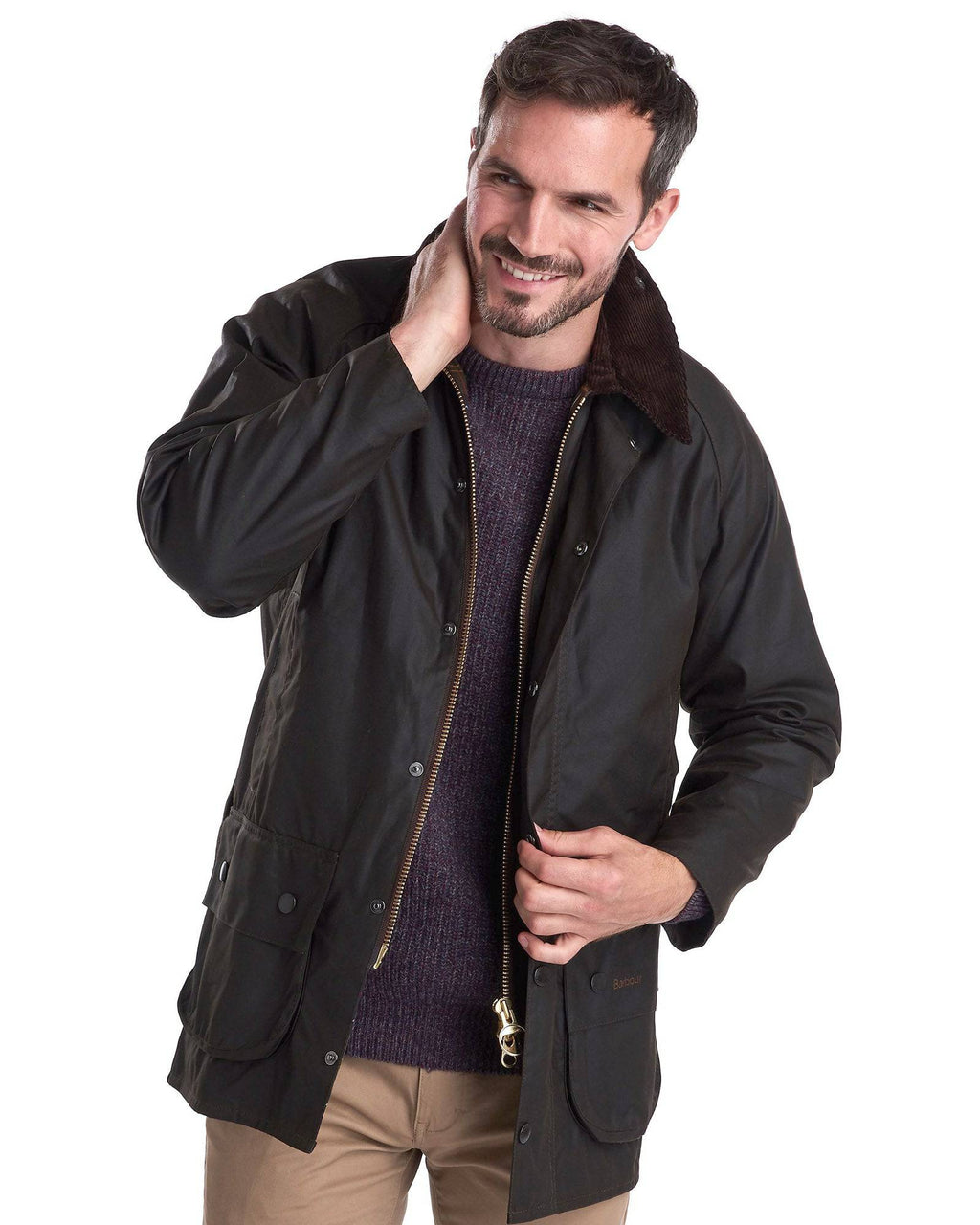 Barbour Classic Beaufort Wax Cotton Jacket In Olive - Rainwater's Men's Clothing and Tuxedo Rental
