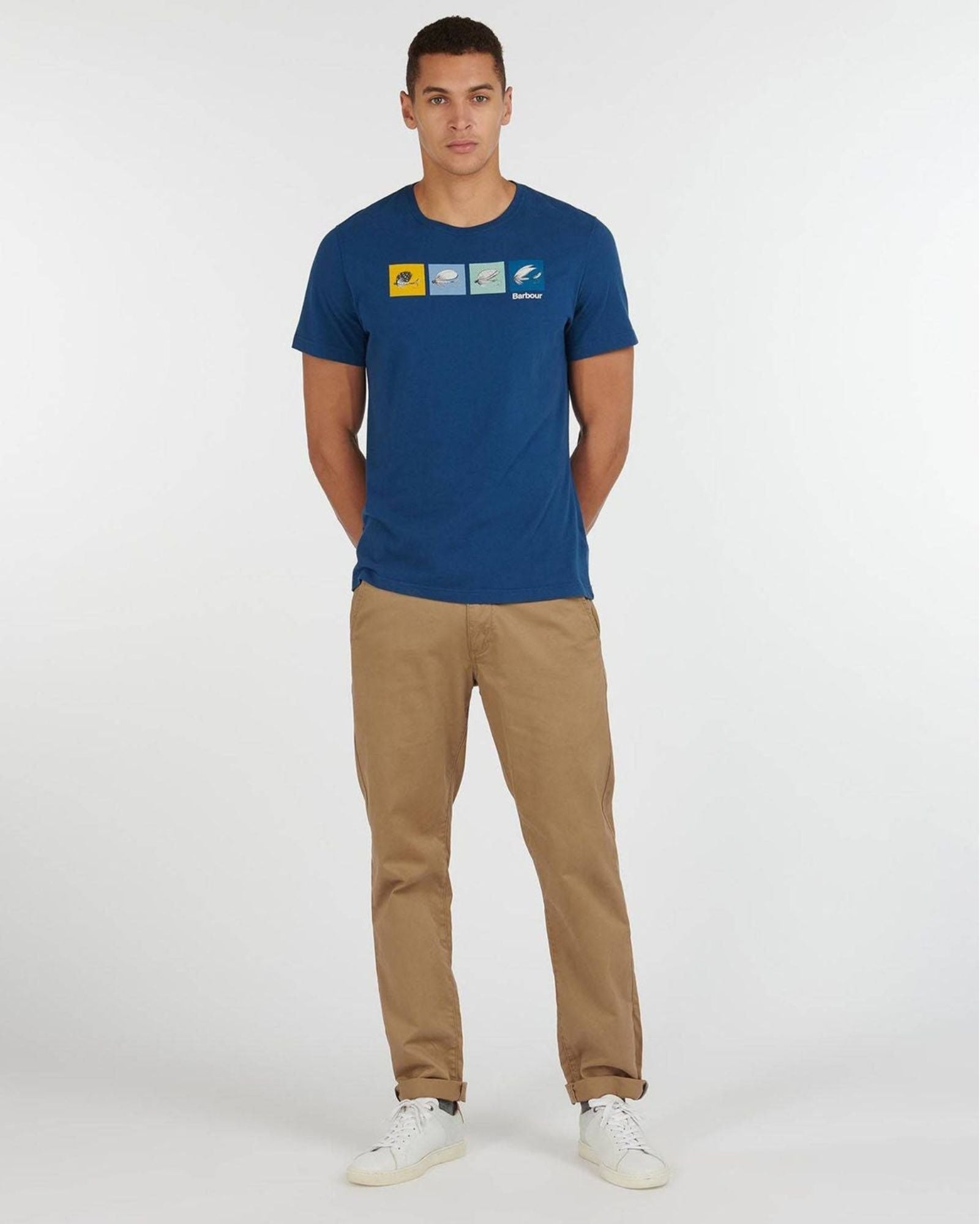 Barbour Fish Fly Tee In Blue - Rainwater's Men's Clothing and Tuxedo Rental