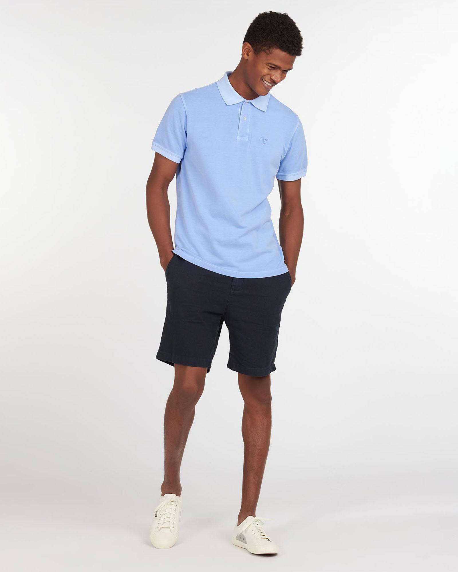 Barbour Garment Dyed Wash Sports Polo In Sky Light Blue - Rainwater's Men's Clothing and Tuxedo Rental