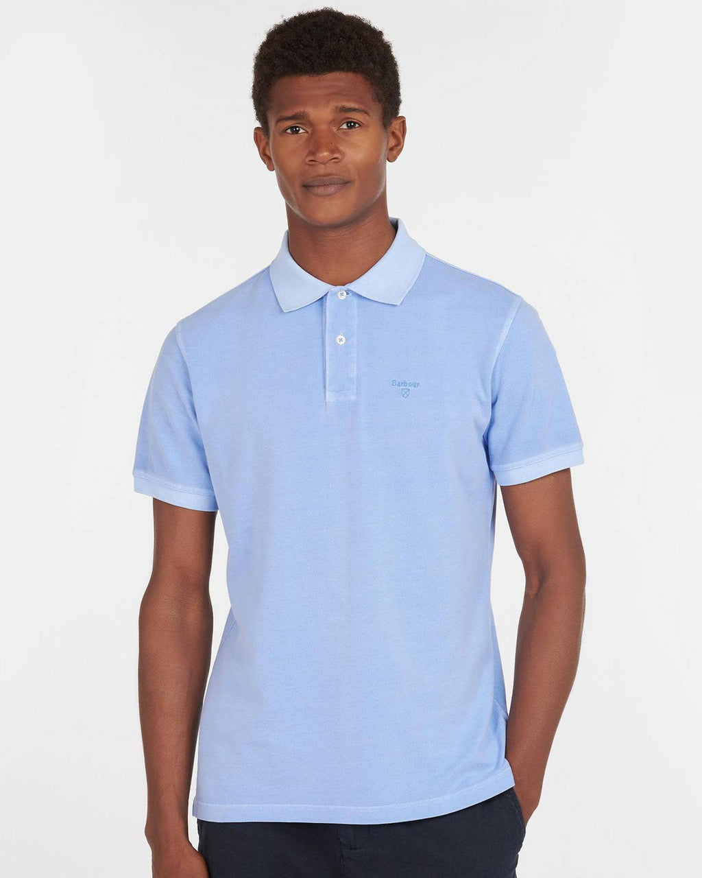 Barbour Garment Dyed Wash Sports Polo In Sky Light Blue - Rainwater's Men's Clothing and Tuxedo Rental