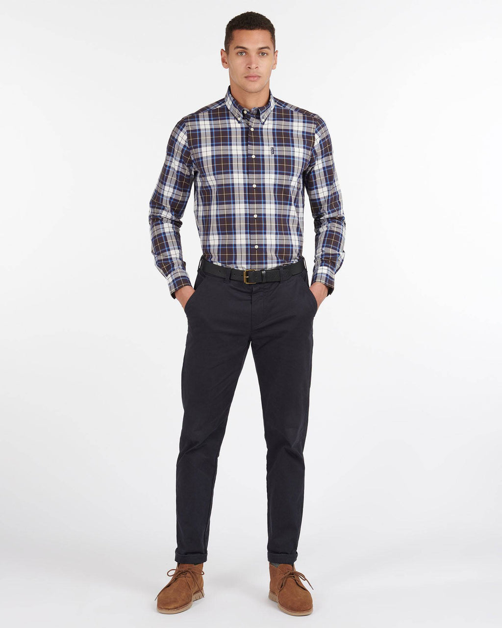 Barbour Highland Check 39 Buttondown Collar Plaid Shirt In Trail Brown - Rainwater's Men's Clothing and Tuxedo Rental