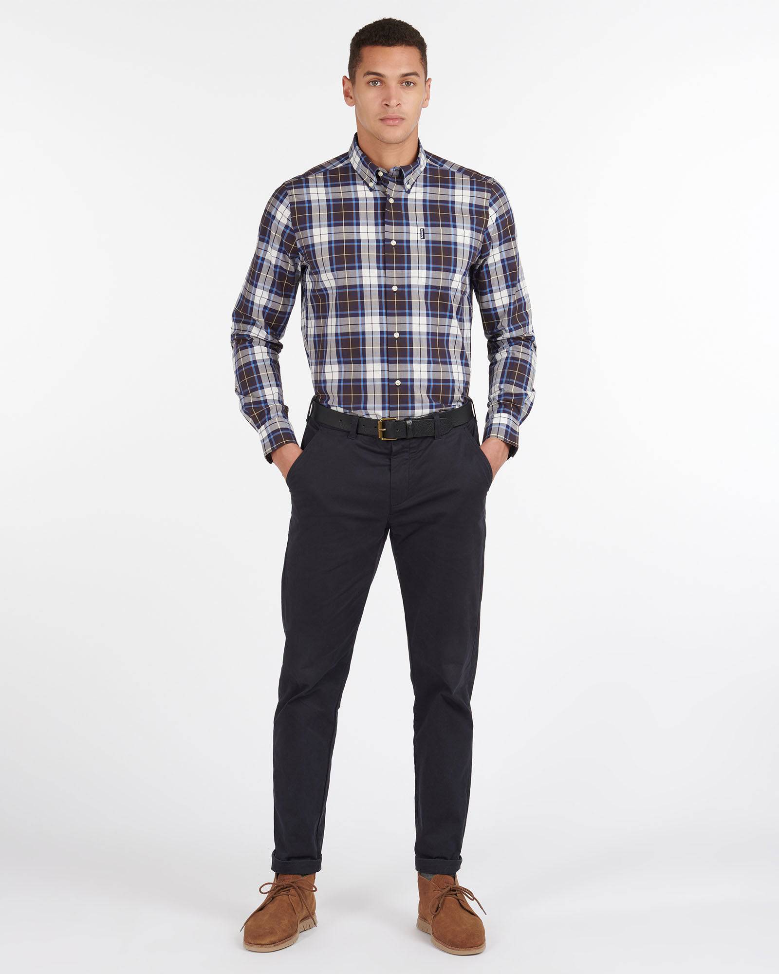 Barbour Highland Check 39 Buttondown Collar Plaid Shirt In Trail Brown - Rainwater's Men's Clothing and Tuxedo Rental