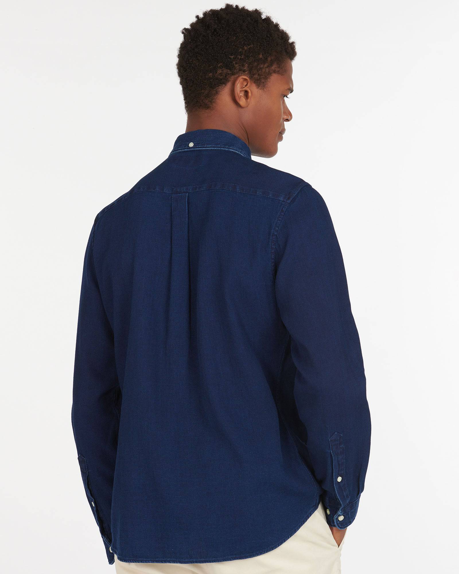 Barbour Indigo 10 Tailored Fit Button Down Collar Solid Shirt in Indigo - Rainwater's Men's Clothing and Tuxedo Rental