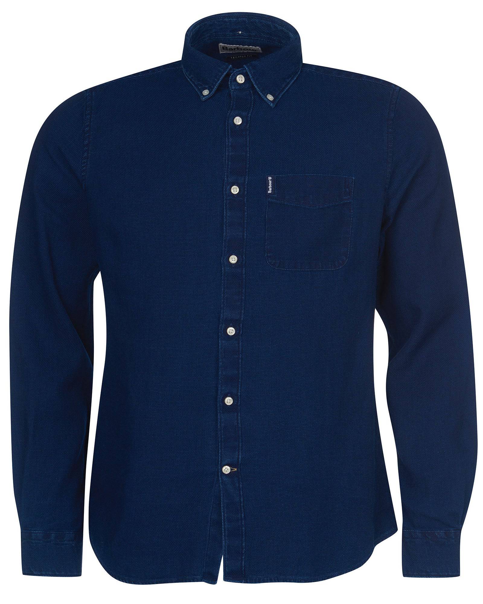 Barbour Indigo 10 Tailored Fit Button Down Collar Solid Shirt in Indigo - Rainwater's Men's Clothing and Tuxedo Rental