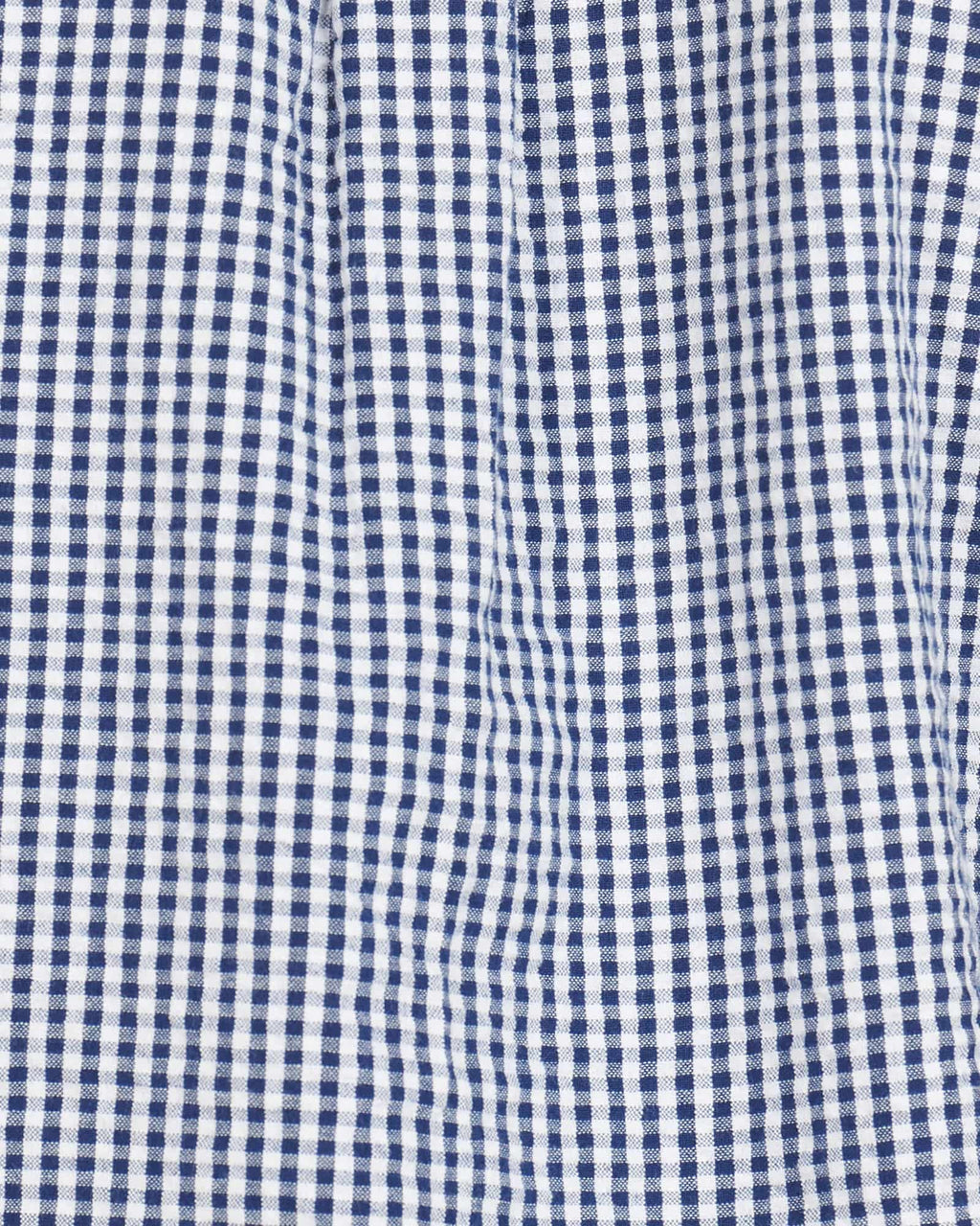 Barbour Seer 8 Inky Blue and White Seersucker Gingham Check Short Sleeve Button Down Collar Tailored Fit Shirt - Rainwater's Men's Clothing and Tuxedo Rental