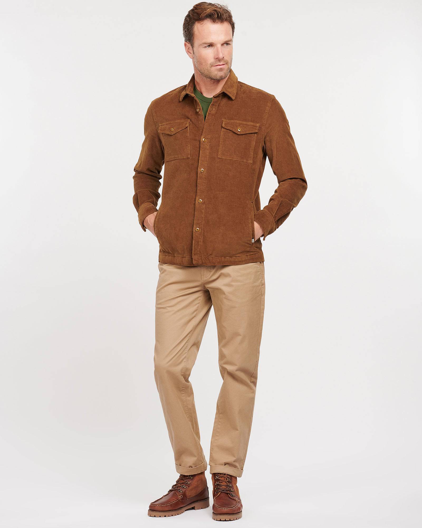 Barbour Stretch Corduroy Over Shirt In Sandstone - Rainwater's Men's Clothing and Tuxedo Rental