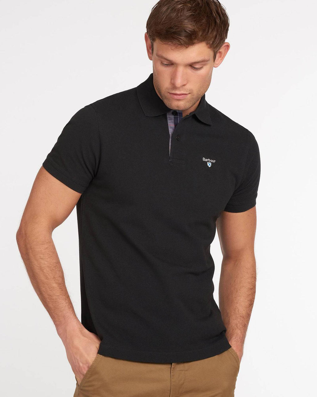 Barbour Tartan Pique Polo in Black - Rainwater's Men's Clothing and Tuxedo Rental