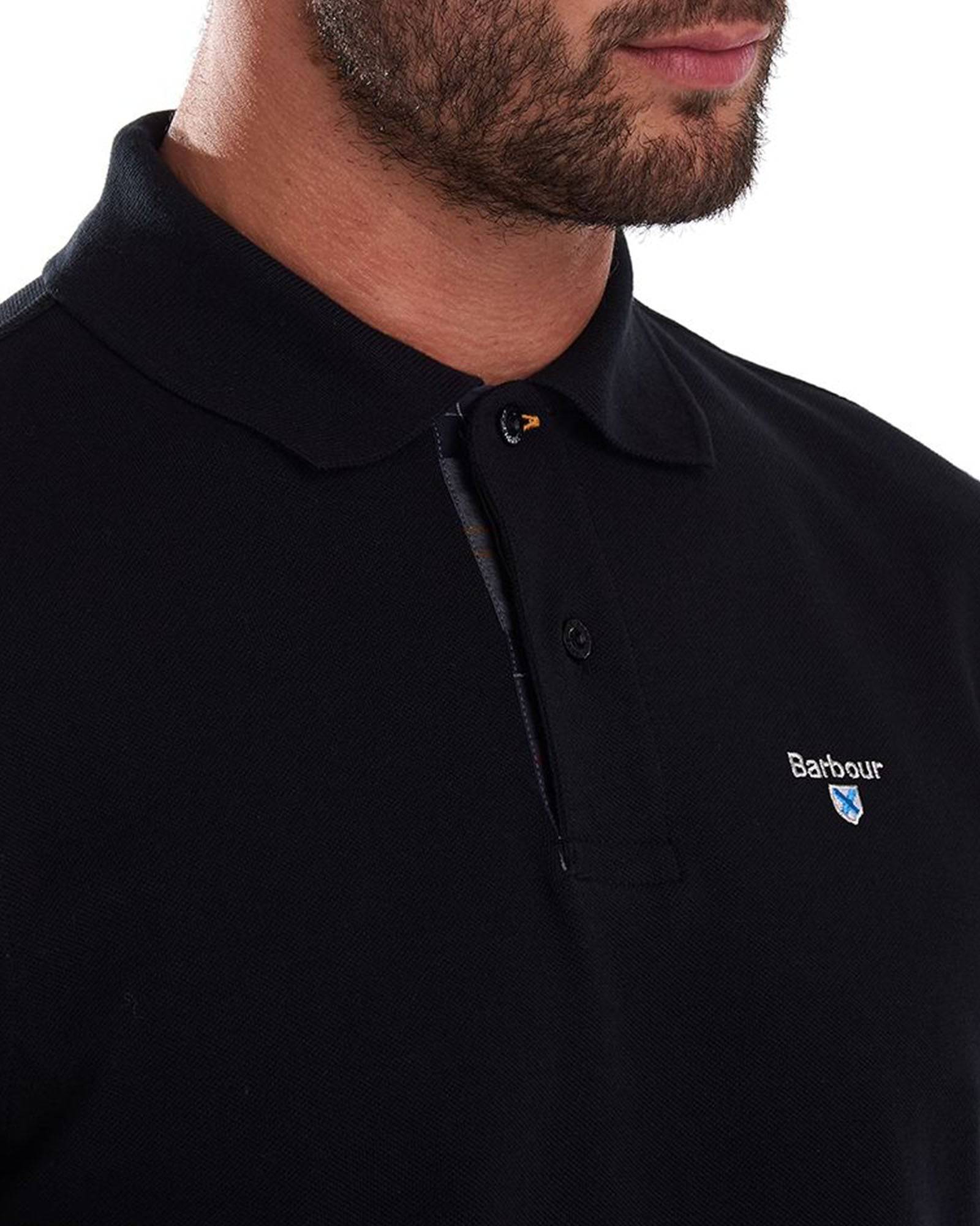 Barbour Tartan Pique Polo in Black - Rainwater's Men's Clothing and Tuxedo Rental