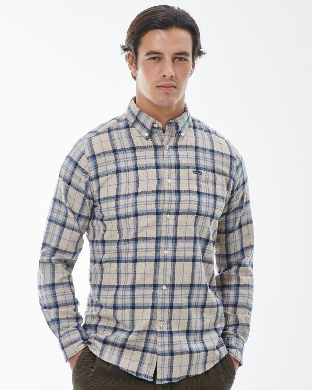 Barbour Deerpark Tailored Fit Button-down Collar Shirt in Blue & Beige Plaid