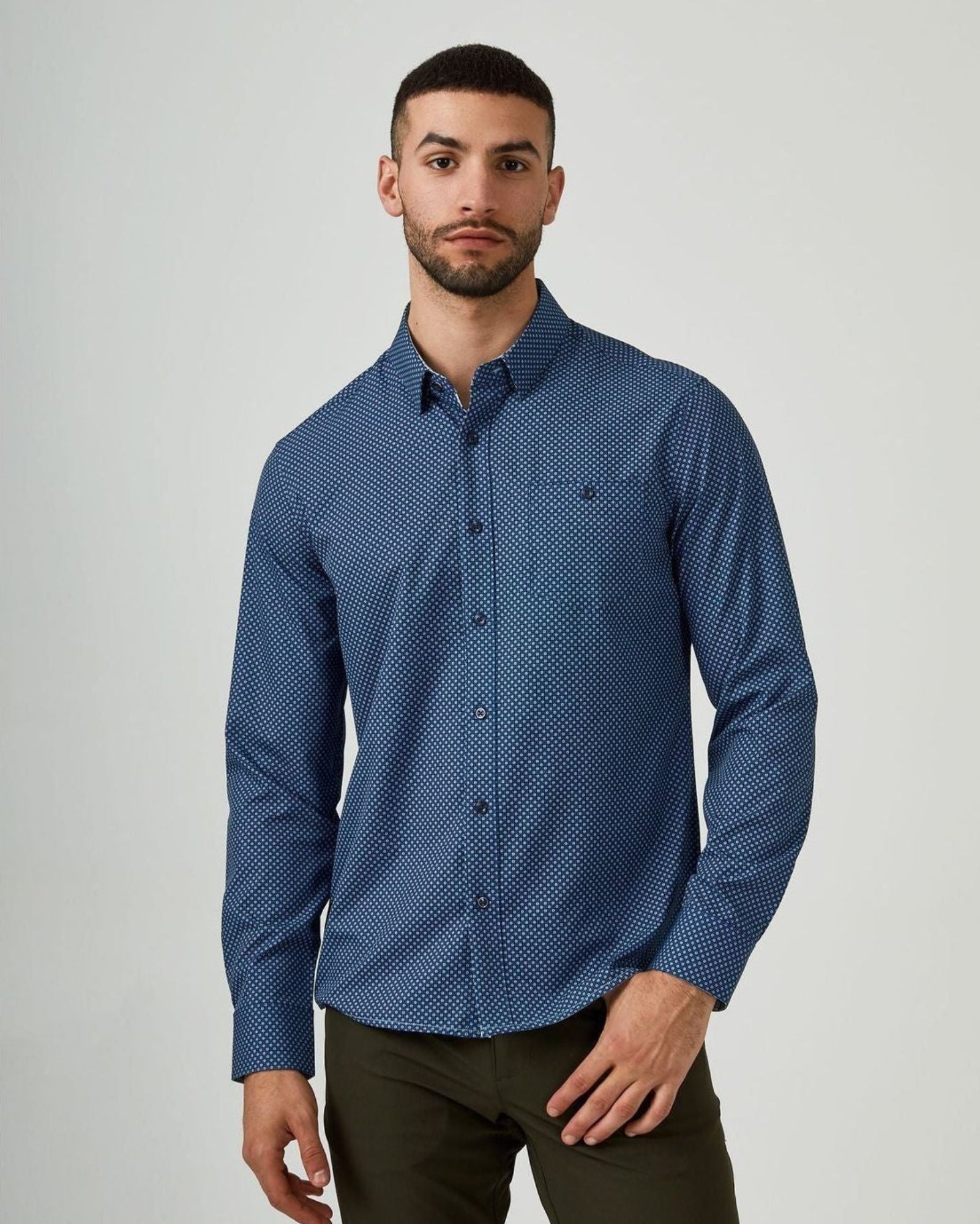 -Rainwater's -7 Diamonds - Button Up Sport Shirts - 7 Diamonds Porto Long Sleeve Shirt In Navy -