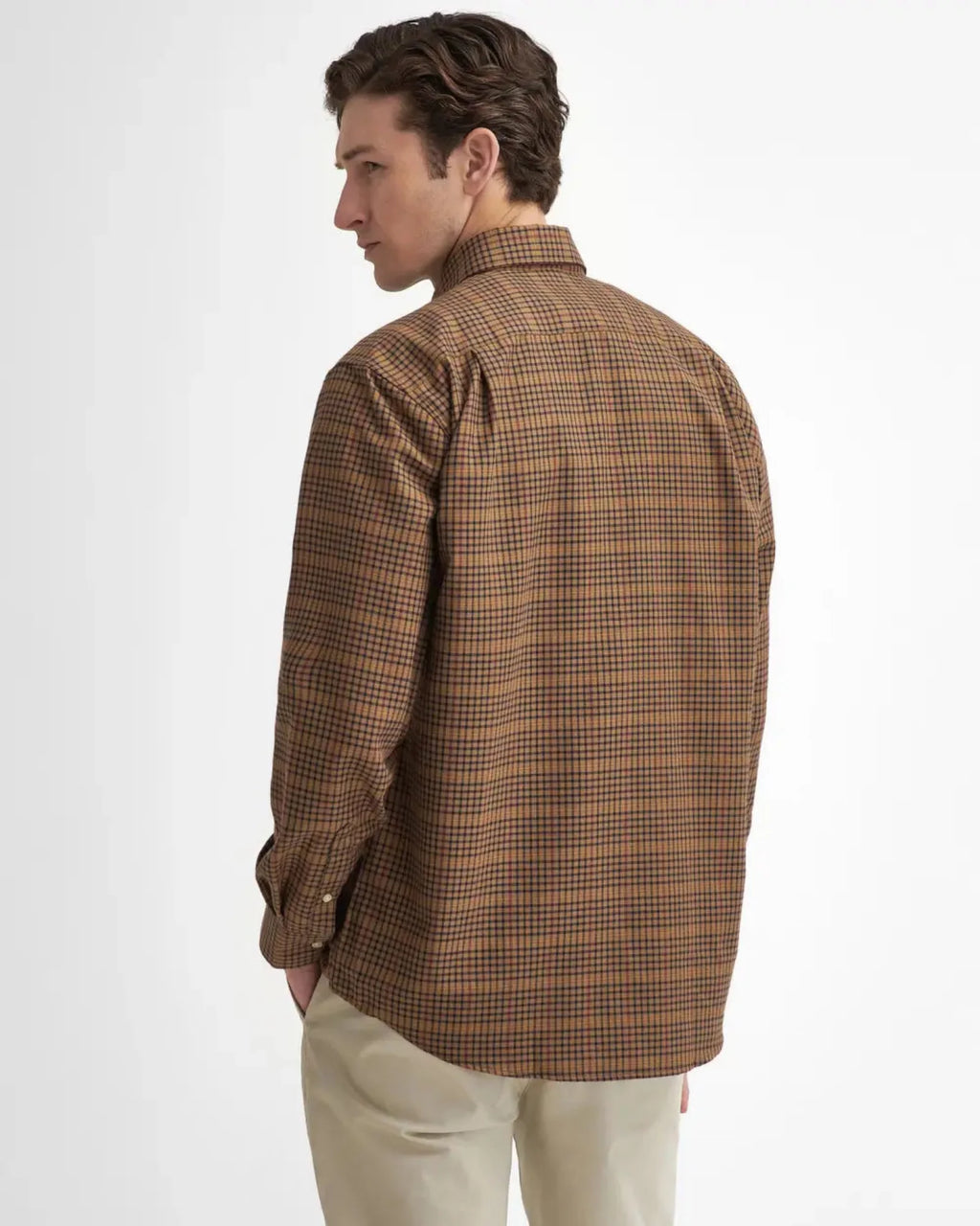 Barbour Henderson Thermo Weave Checked Shirt in Stone