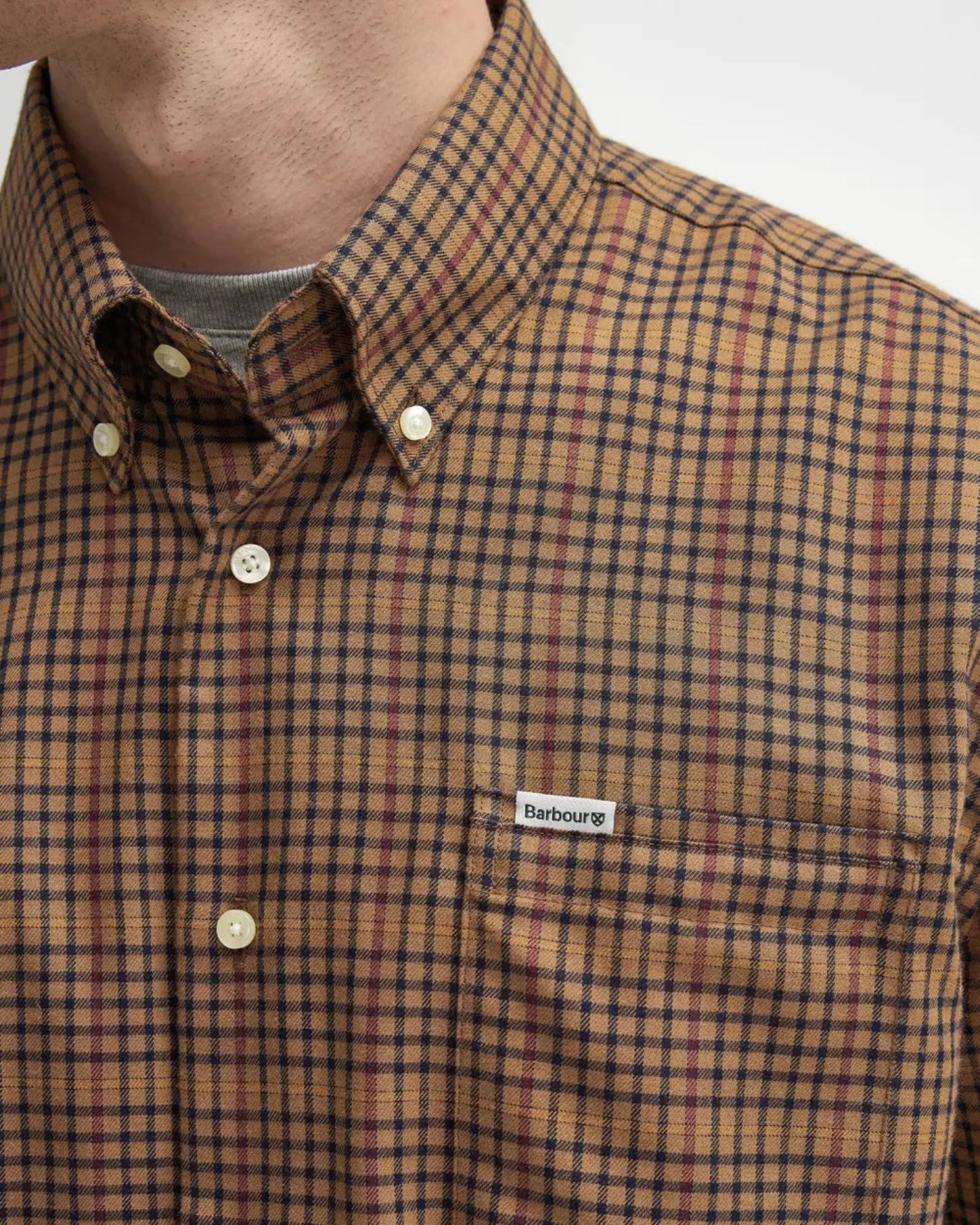 Barbour Henderson Thermo Weave Checked Shirt in Stone