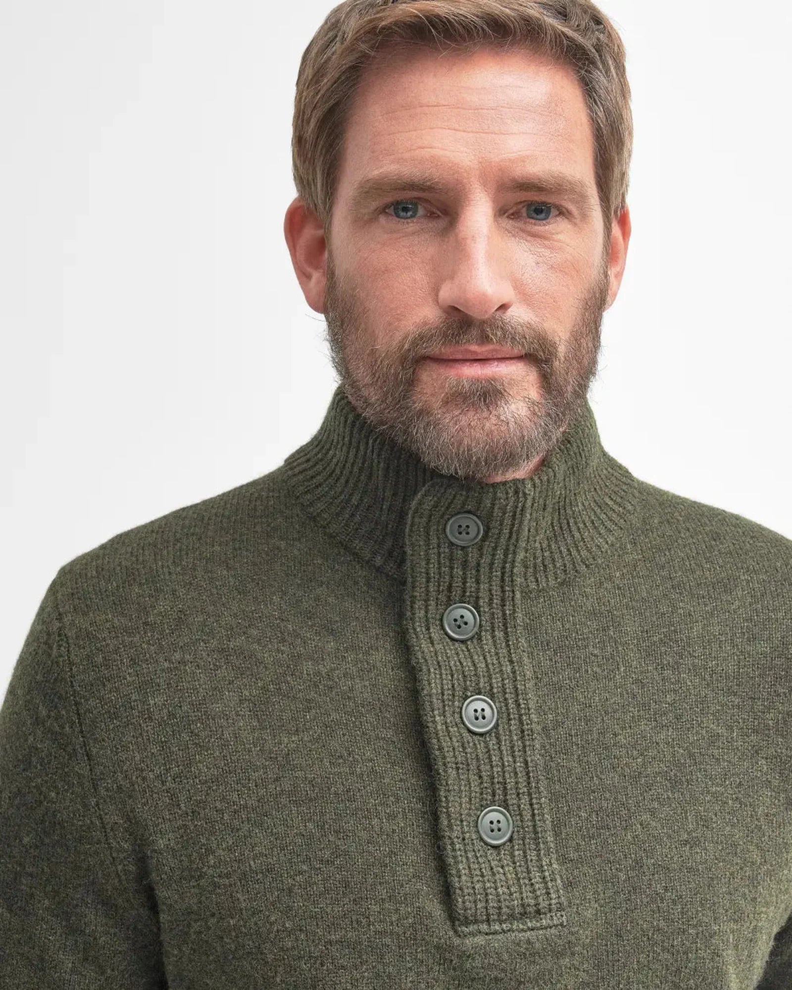 Barbour Essential 1/4 Zip Elbow Patch Sweater in Seaweed