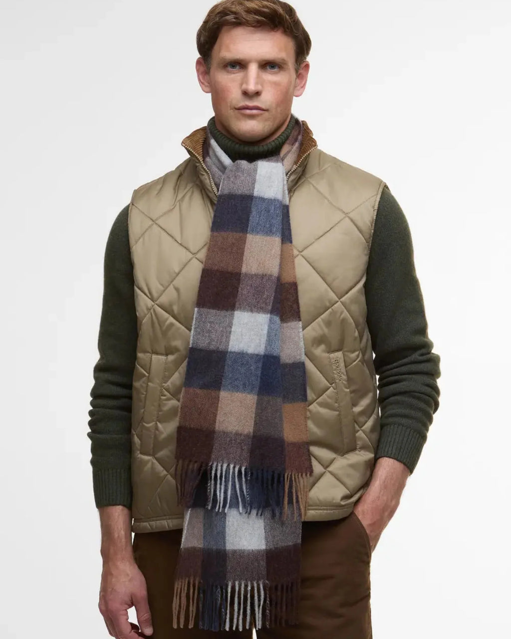 Barbour Large Tattersall Scarf In Midnight