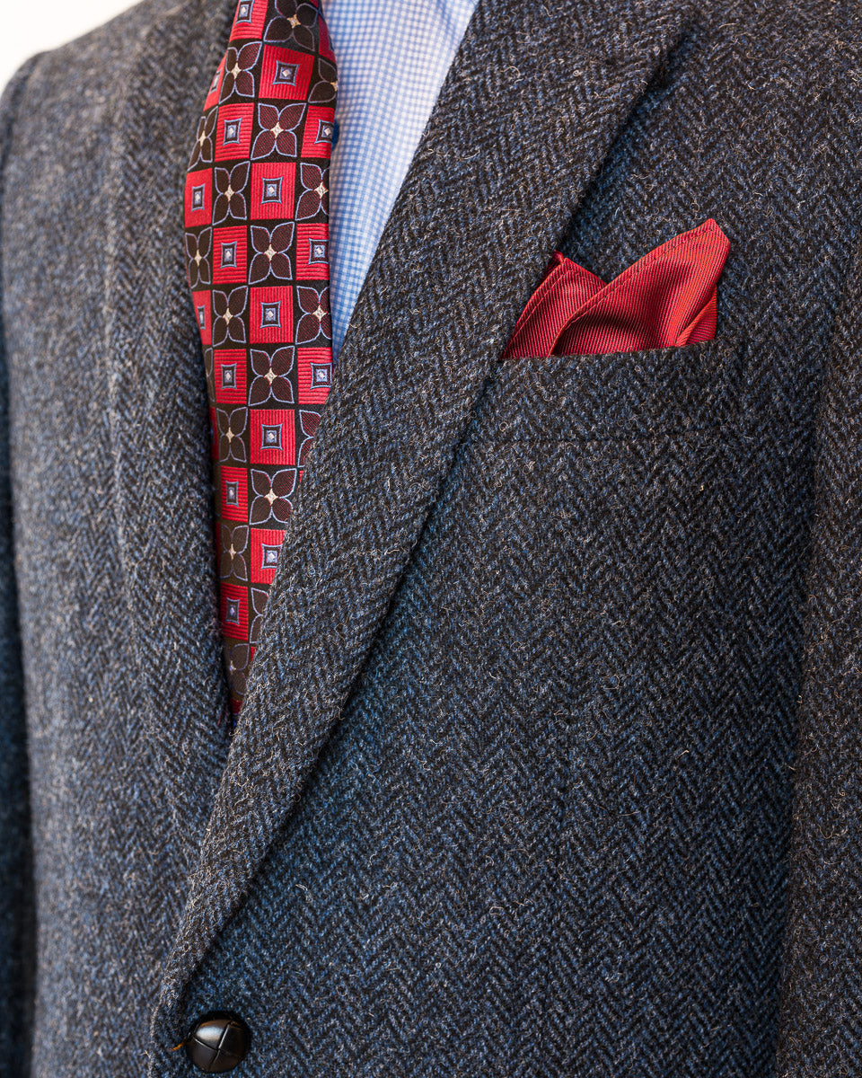 Harris Tweed Sport Coat in Char-Blue Herringbone