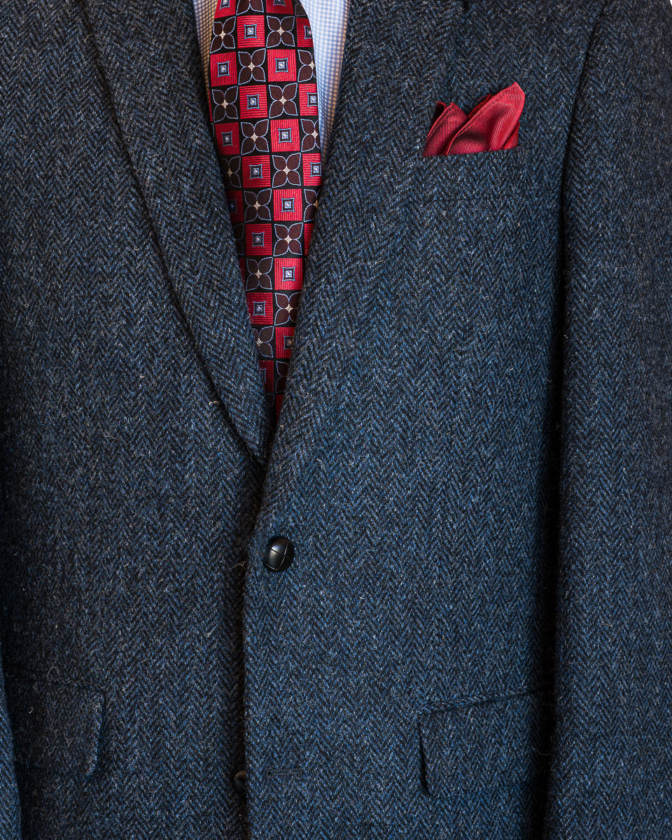 Harris Tweed Sport Coat in Char-Blue Herringbone