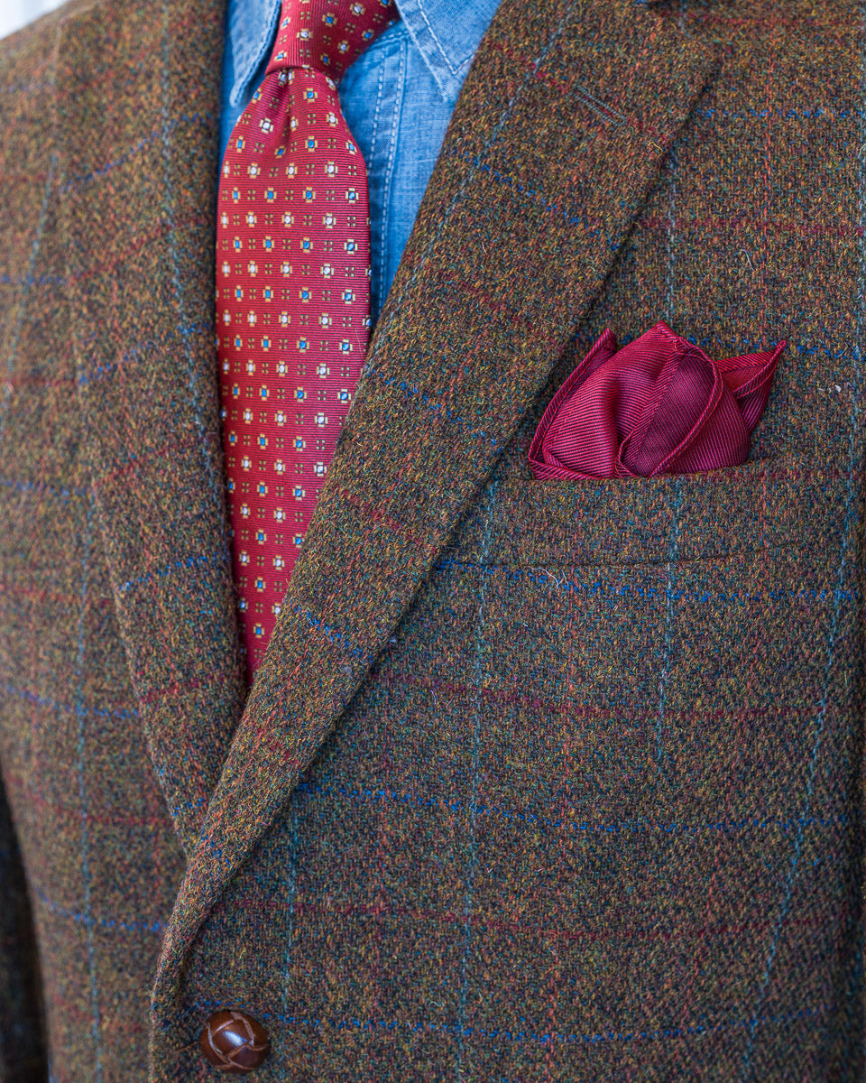 Harris Tweed Sport Coat in Russet Rust Color With Windowpane