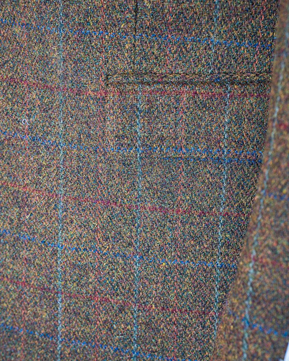 Harris Tweed Sport Coat in Russet Rust Color With Windowpane
