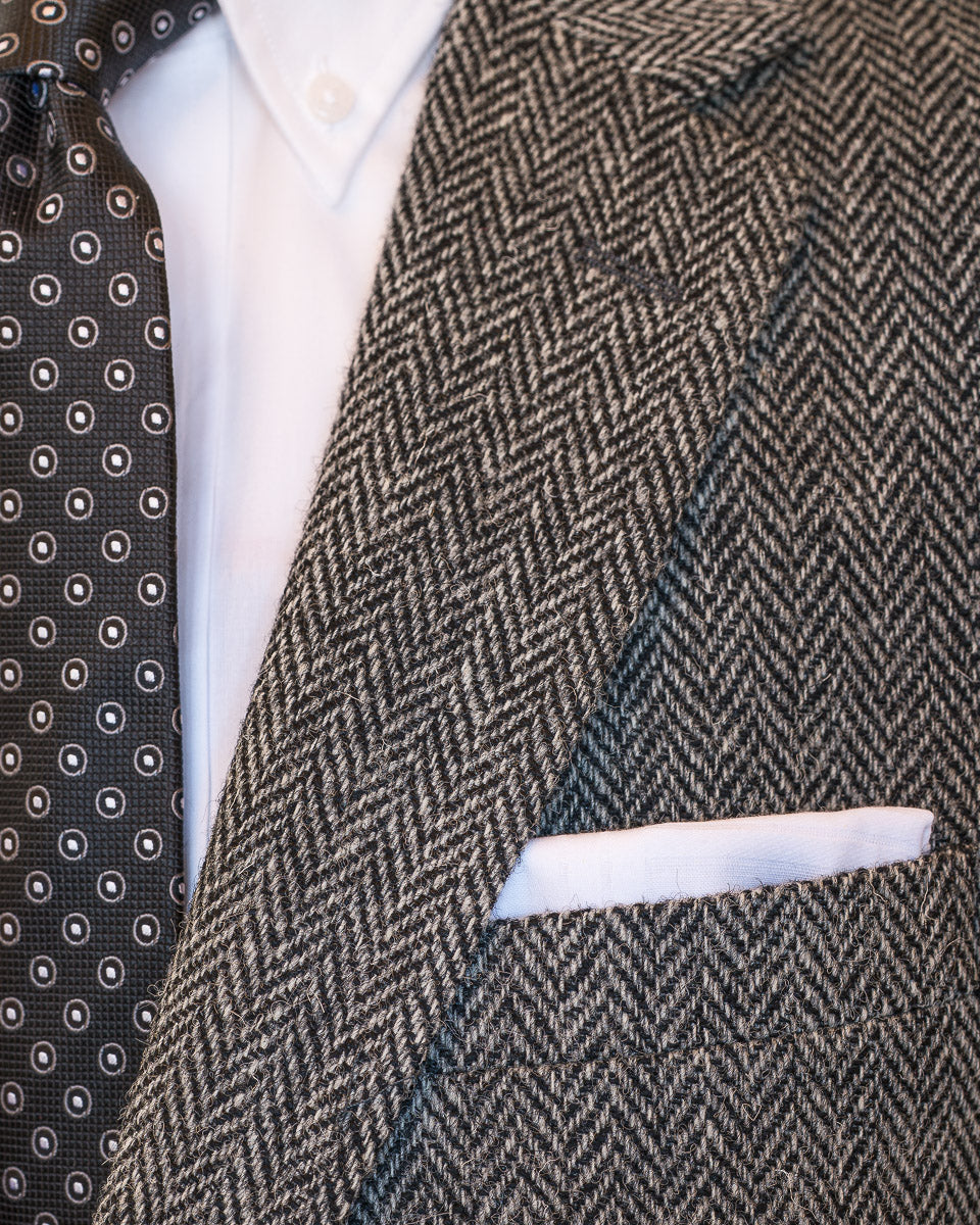 Harris Tweed Sport Coat in Grey Herringbone