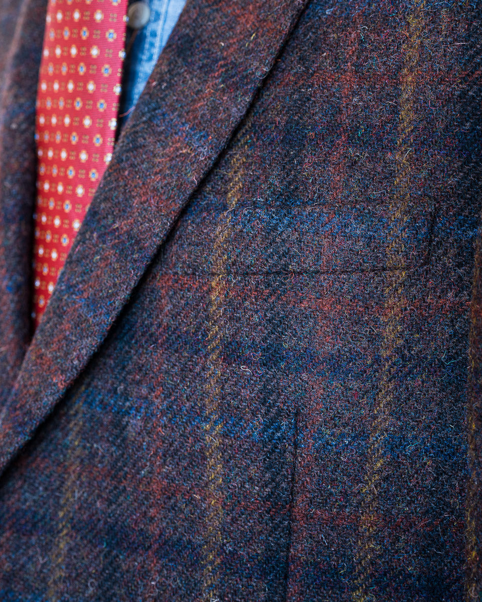 Harris Tweed Sport Coat in Brown Multi Plaid