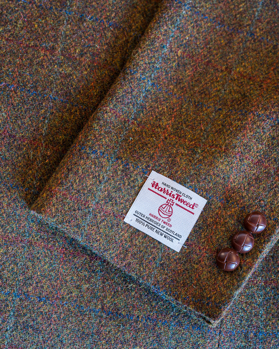 Harris Tweed Sport Coat in Russet Rust Color With Windowpane
