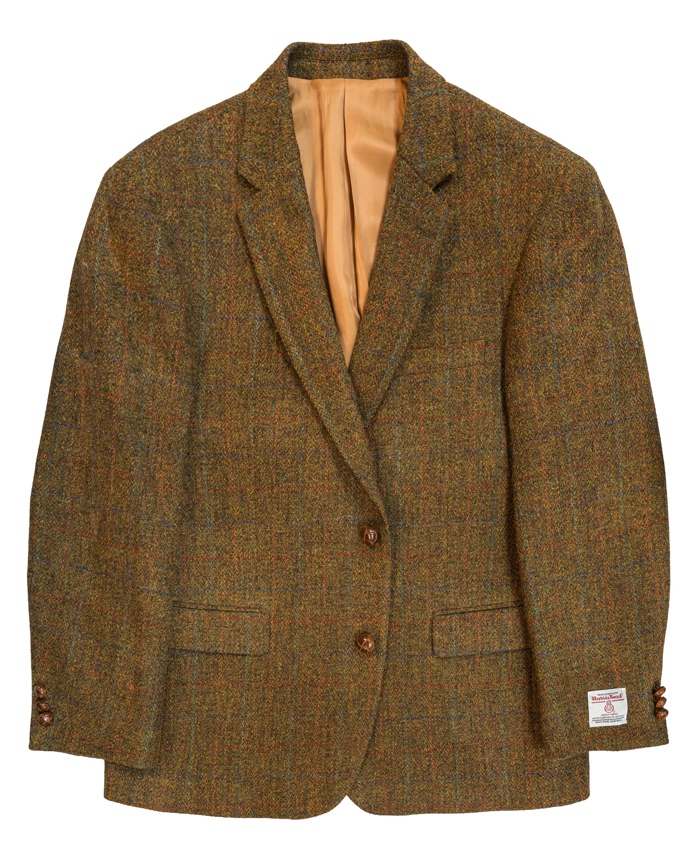 Harris Tweed Sport Coat in Russet Rust Color With Windowpane