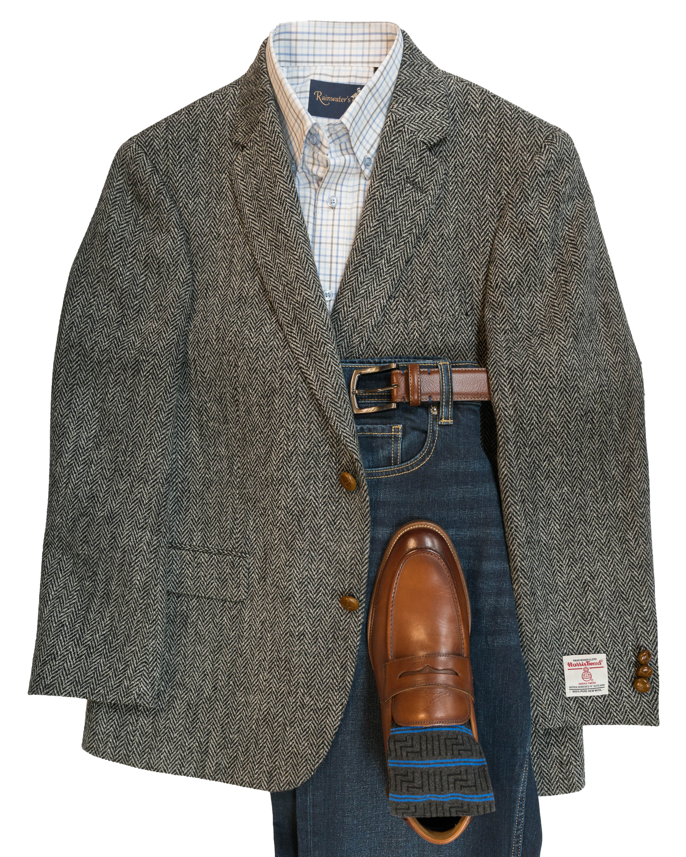 Harris Tweed Sport Coat in Grey Herringbone