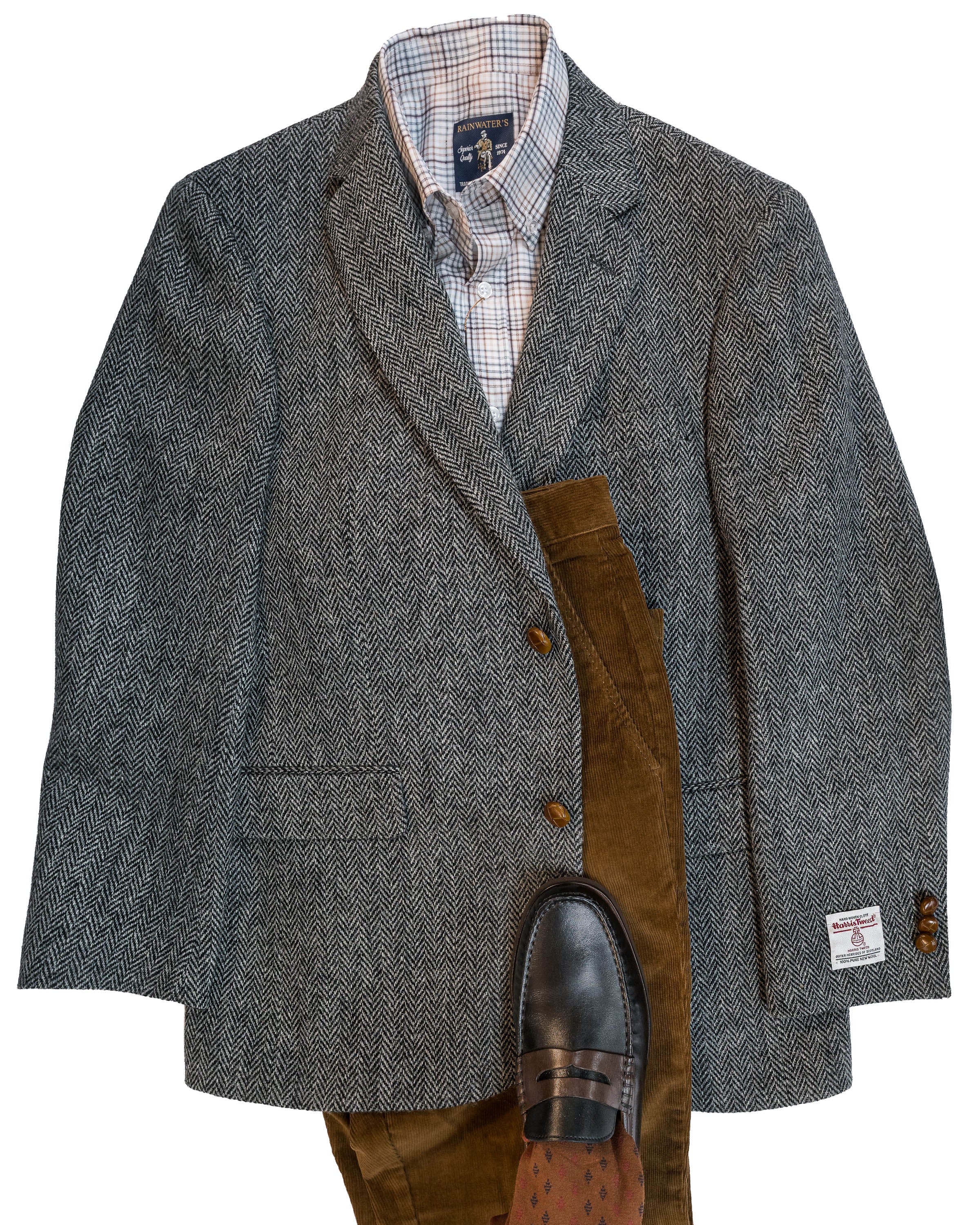 Harris Tweed Sport Coat in Grey Herringbone