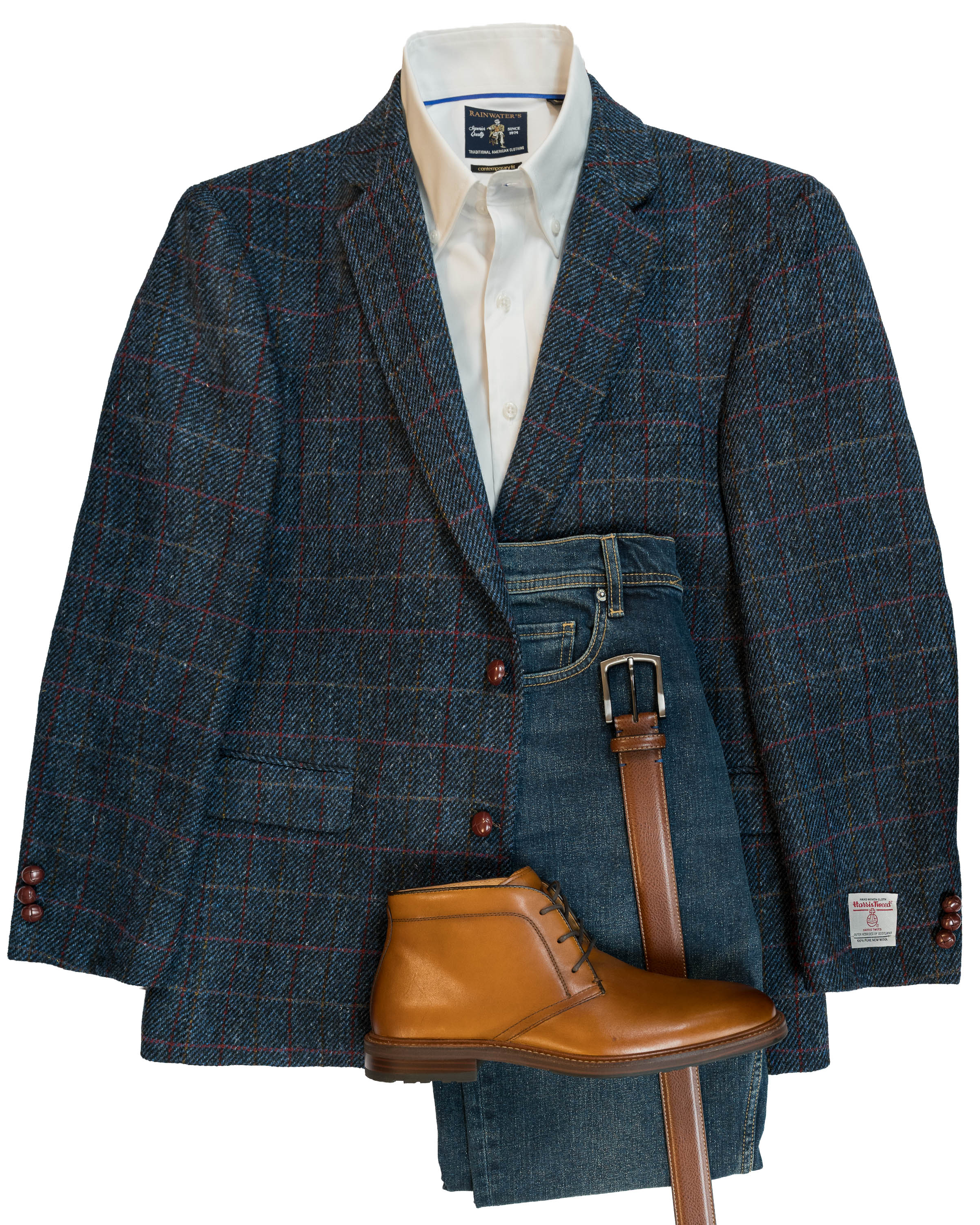 Harris Tweed Sport Coat in Blue Windowpane