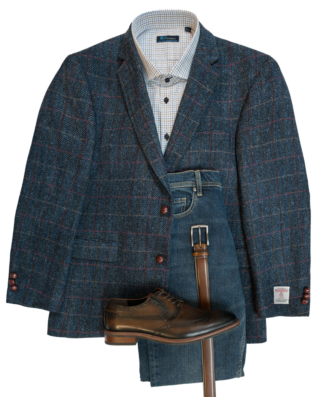 Harris Tweed Sport Coat in Blue Windowpane